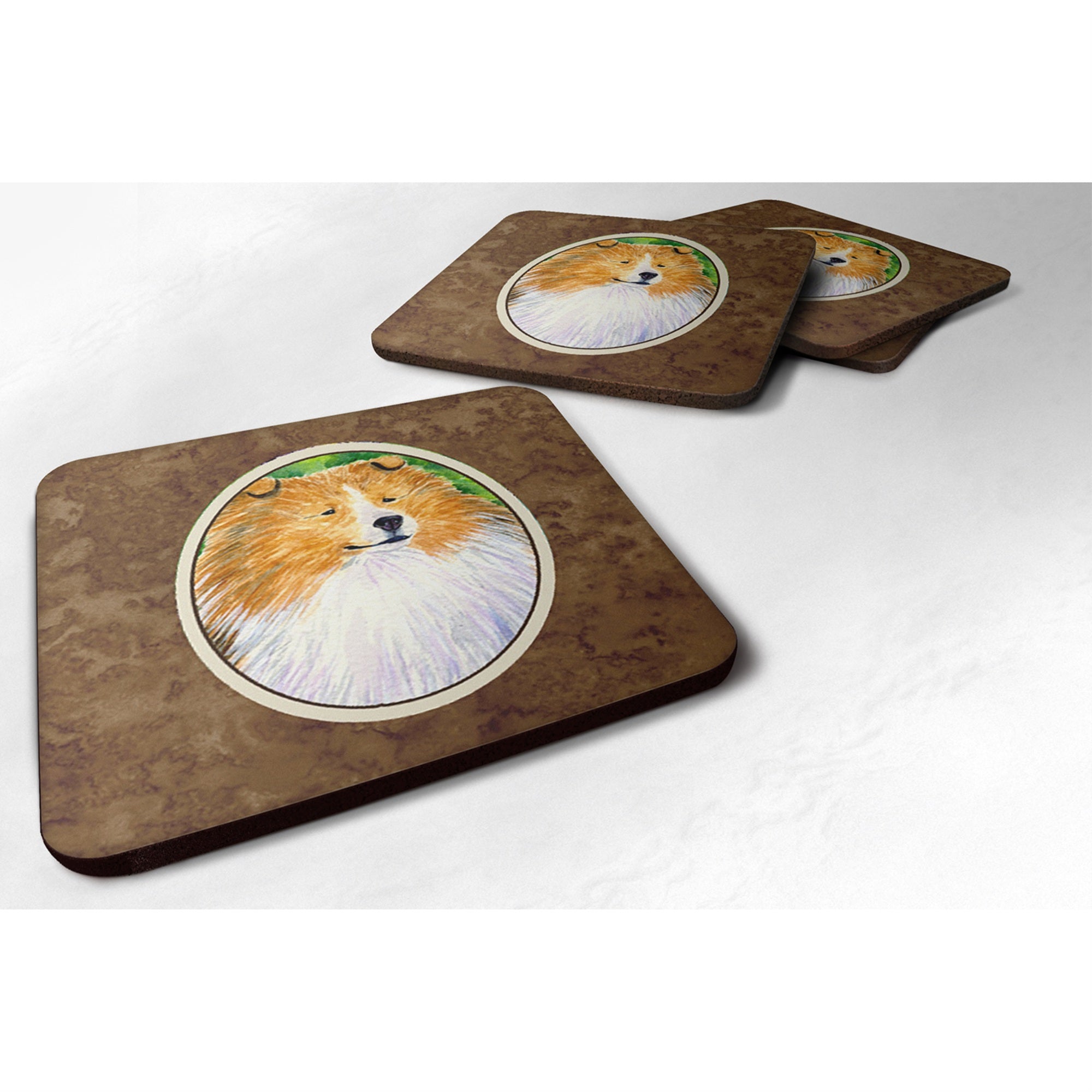 'Caroline'S Treasures Ss1003Fc Collie Foam Coasters (Set Of 4), 3.5'''' H X 3.5'''' W, Multicolor''