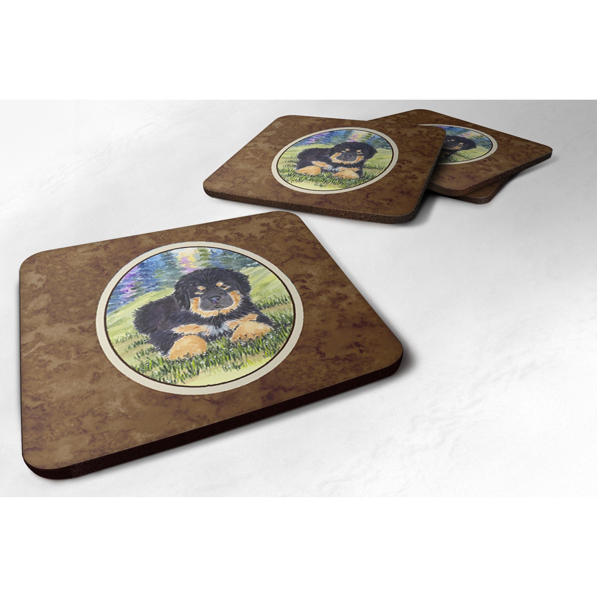 'Caroline'S Treasures Ss1037Fc Tibetan Mastiff Foam Coasters (Set Of 4), 3.5'''' H X 3.5'''' W, Multicolor''