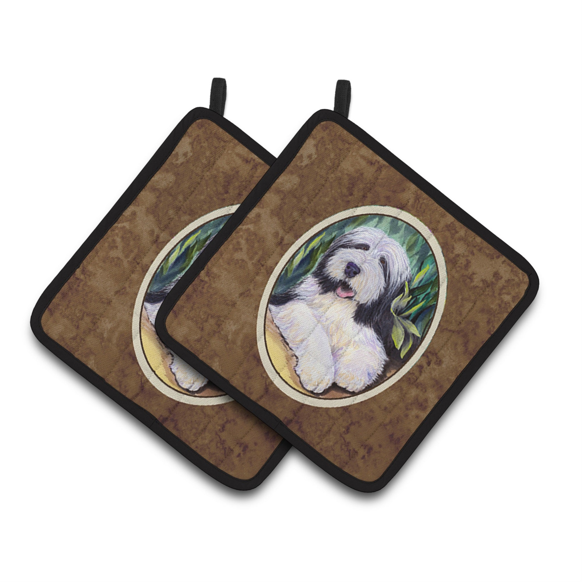 'Caroline'S Treasures Bearded Collie Pair Of Pot Holders Ss1038Pthd, 7.5Hx7.5W, Multicolor''