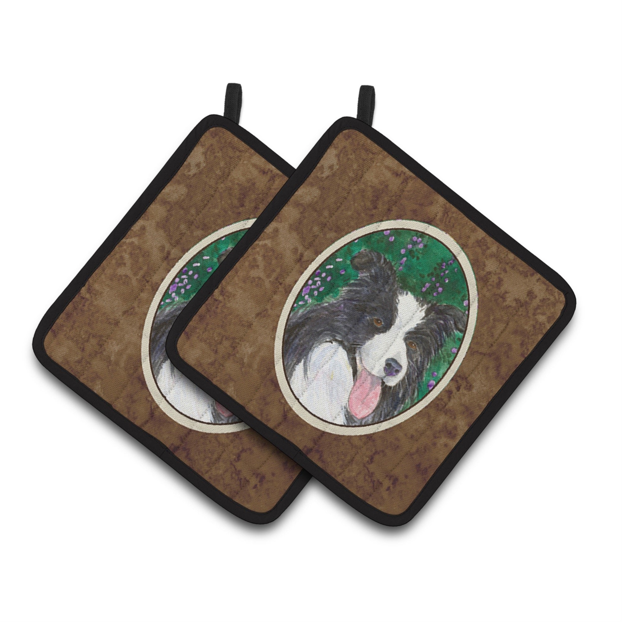'Caroline'S Treasures Border Collie Pair Of Pot Holders Ss1053Pthd, 7.5Hx7.5W, Multicolor''