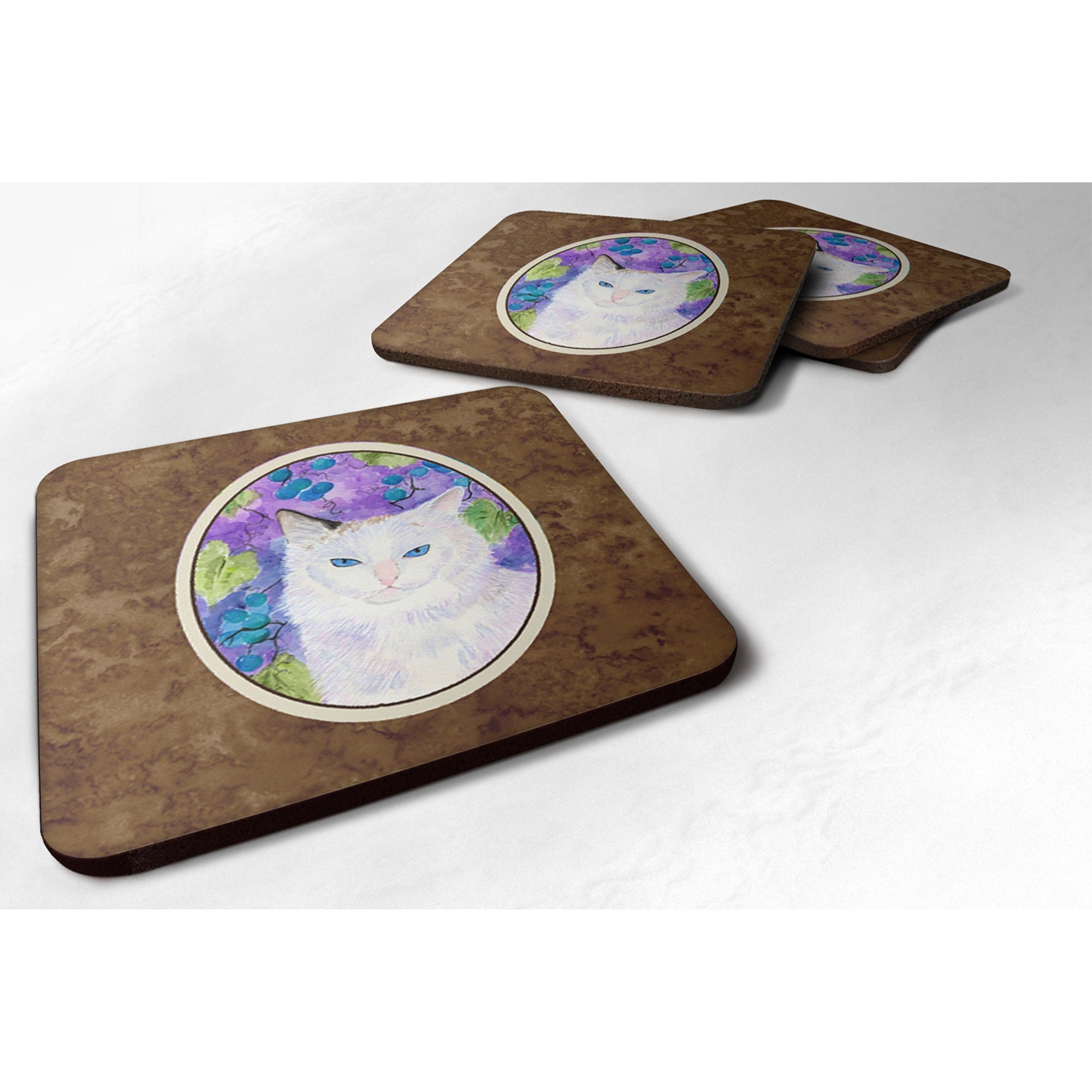 'Caroline'S Treasures Ss1065Fc Cat Foam Coasters (Set Of 4), 3.5'''' H X 3.5'''' W, Multicolor''