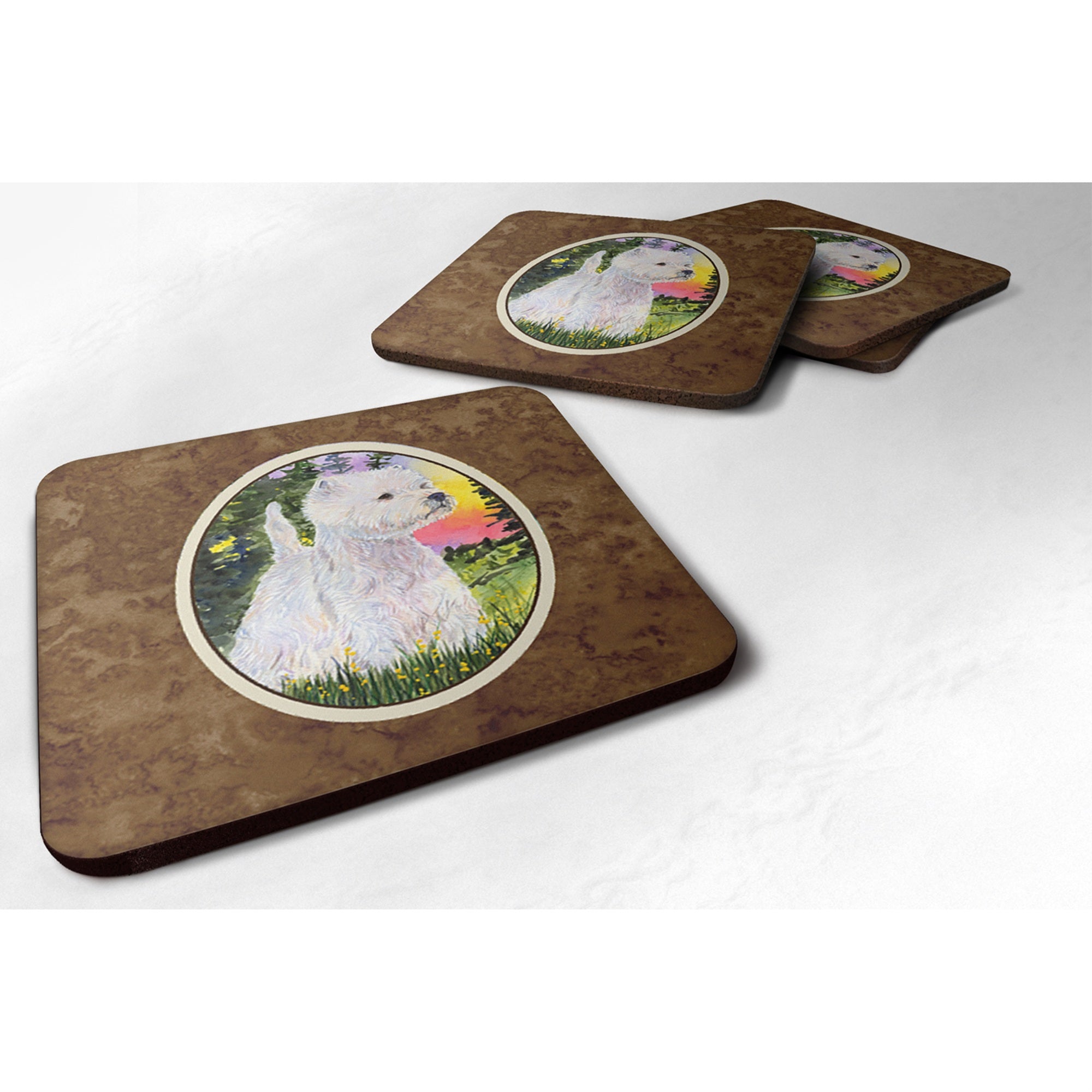 'Caroline'S Treasures Ss1067Fc Westie Foam Coasters (Set Of 4), 3.5'''' H X 3.5'''' W, Multicolor''