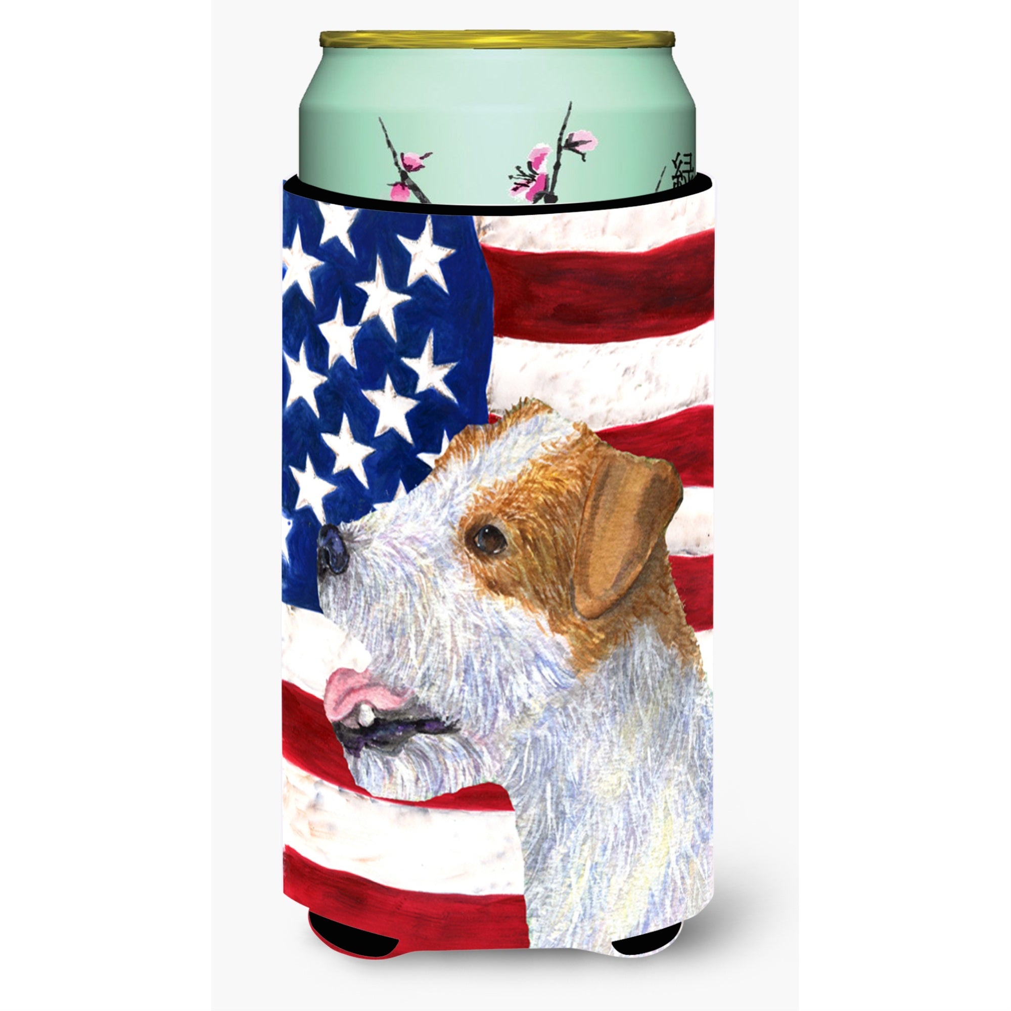 Usa American Flag With Jack Russell Terrier  Tall Boy Beverage Insulator Beverage Insulator Hugger