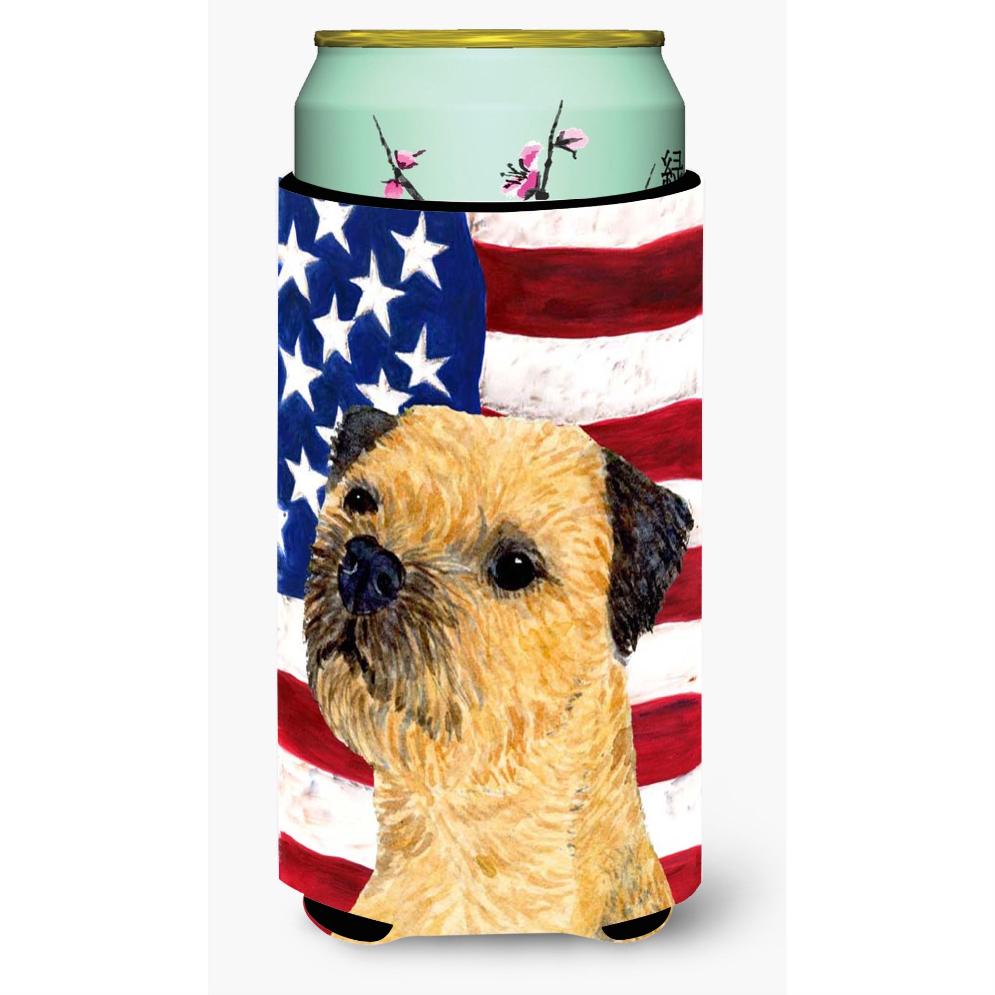 Usa American Flag With Border Terrier  Tall Boy Beverage Insulator Beverage Insulator Hugger