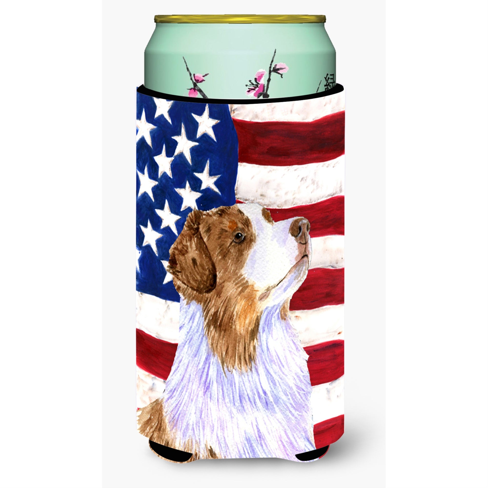 Usa American Flag With Australian Shepherd  Tall Boy Beverage Insulator Beverage Insulator Hugger
