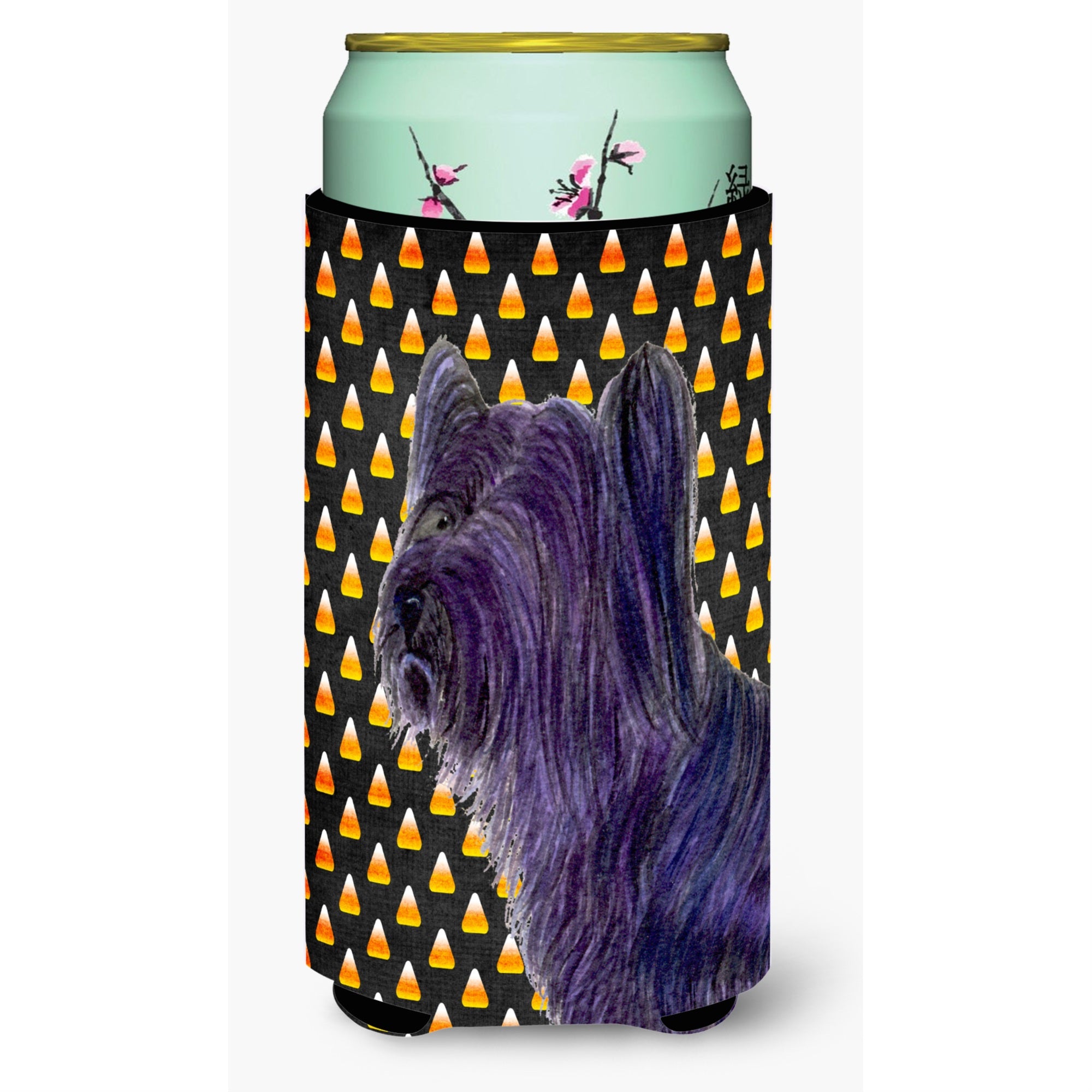 Skye Terrier Candy Corn Halloween Portrait  Tall Boy Beverage Insulator Beverage Insulator Hugger