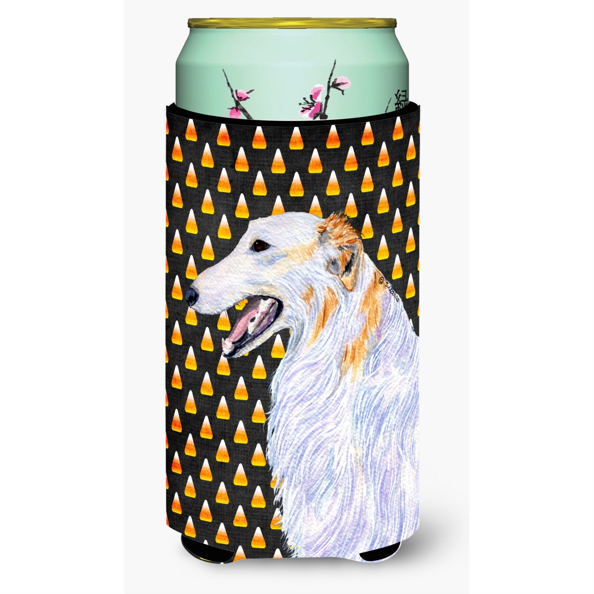 Borzoi Candy Corn Halloween Portrait  Tall Boy Beverage Insulator Beverage Insulator Hugger