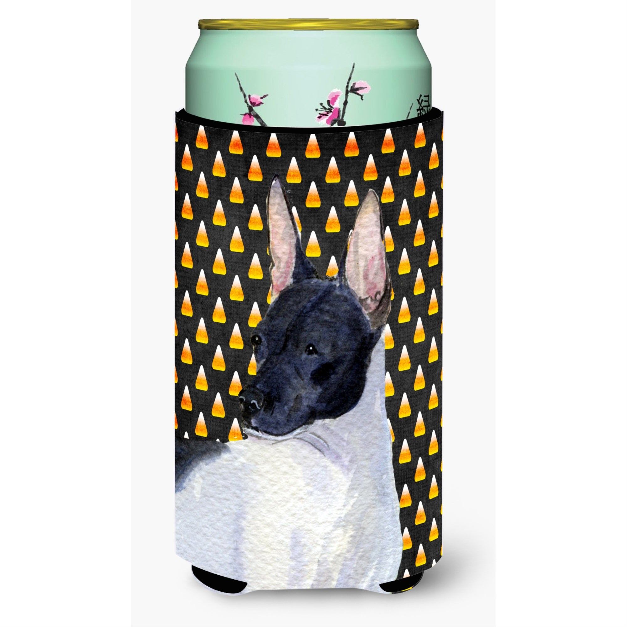 Rat Terrier Candy Corn Halloween Portrait  Tall Boy Beverage Insulator Beverage Insulator Hugger
