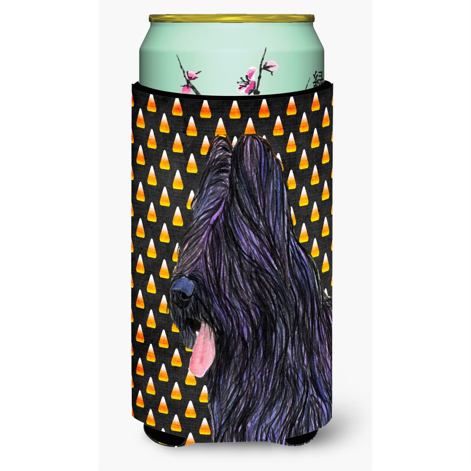 Briard Candy Corn Halloween Portrait  Tall Boy Beverage Insulator Beverage Insulator Hugger
