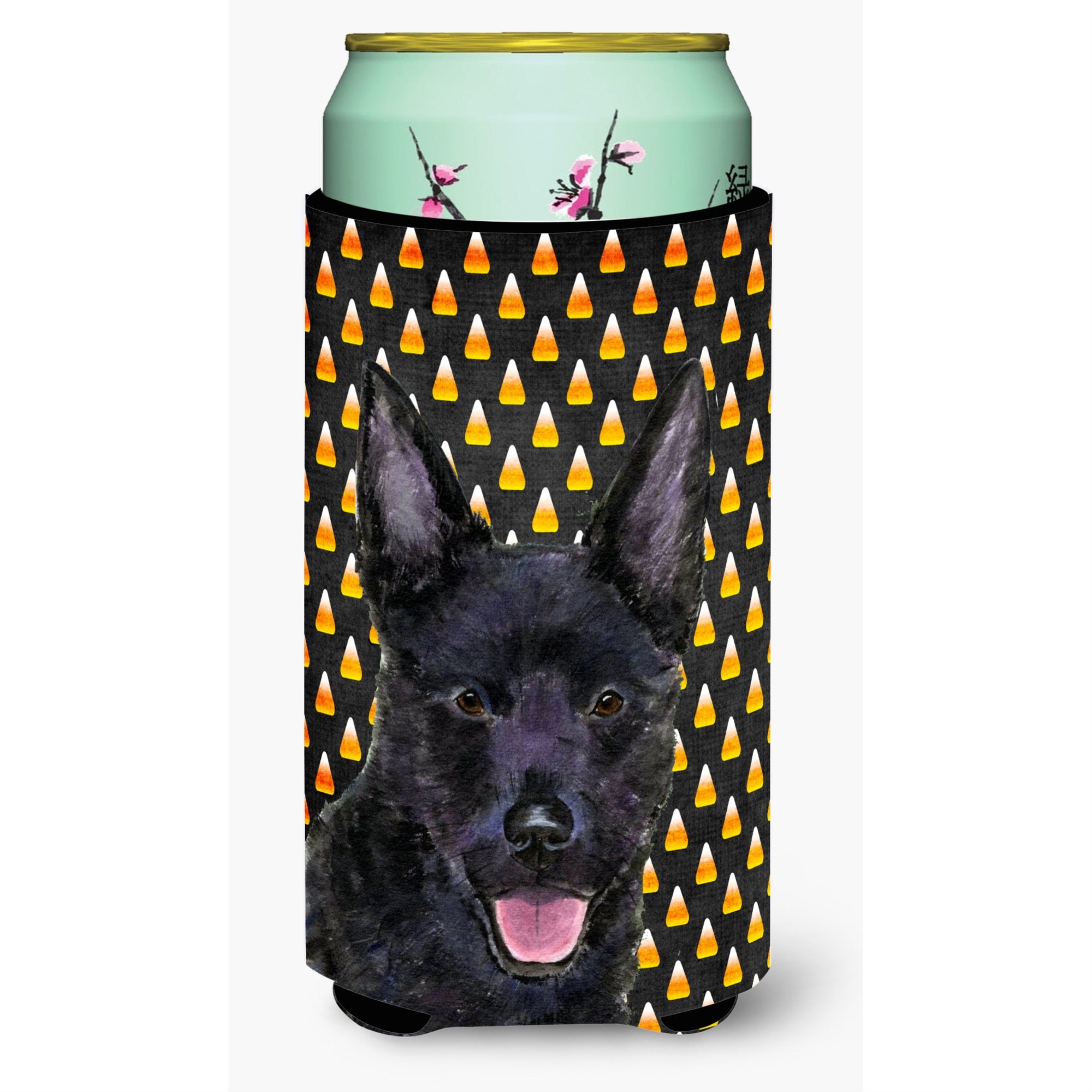 Australian Kelpie Candy Corn Halloween Portrait  Tall Boy Beverage Insulator Beverage Insulator Hugger