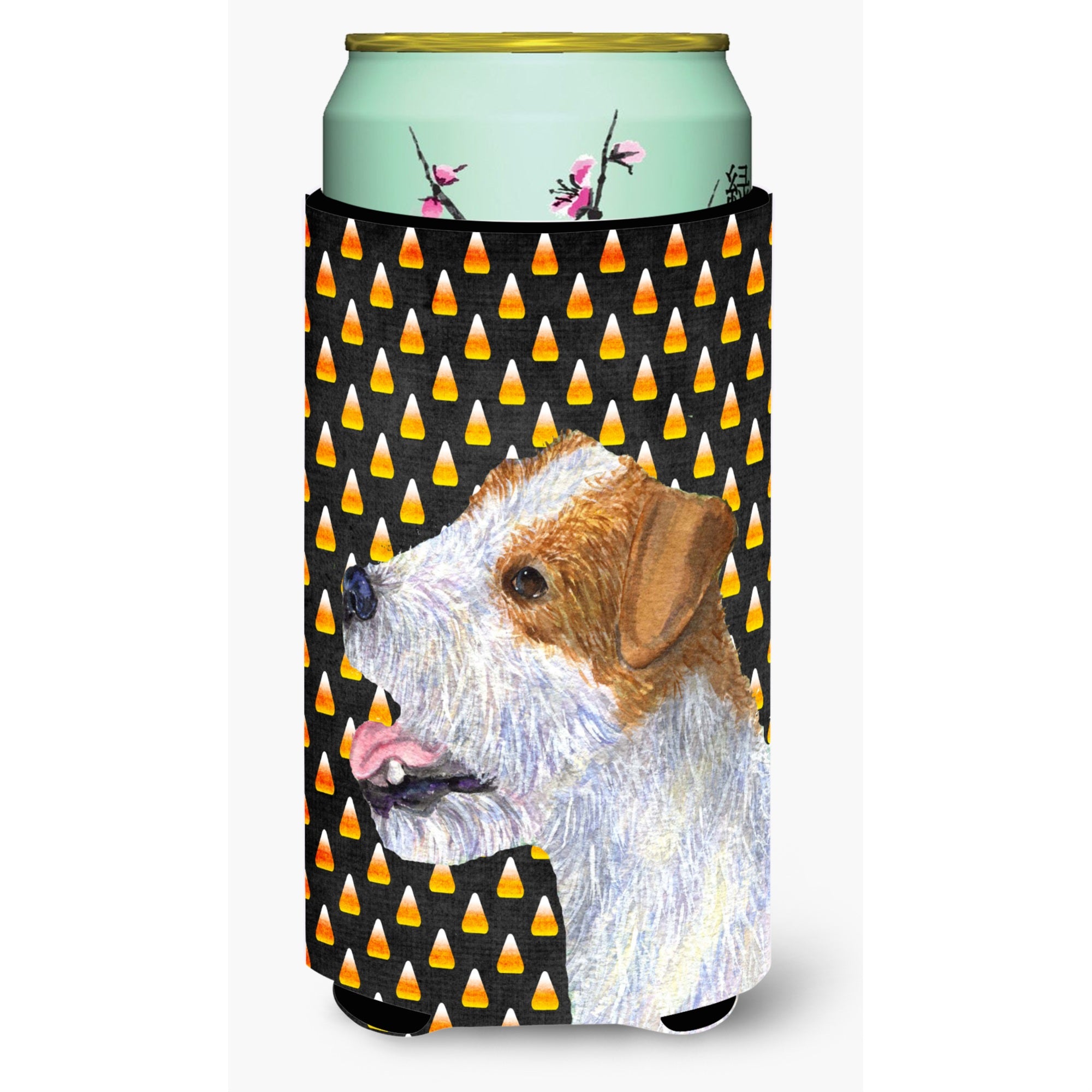 Jack Russell Terrier Candy Corn Halloween Portrait  Tall Boy Beverage Insulator Beverage Insulator Hugger