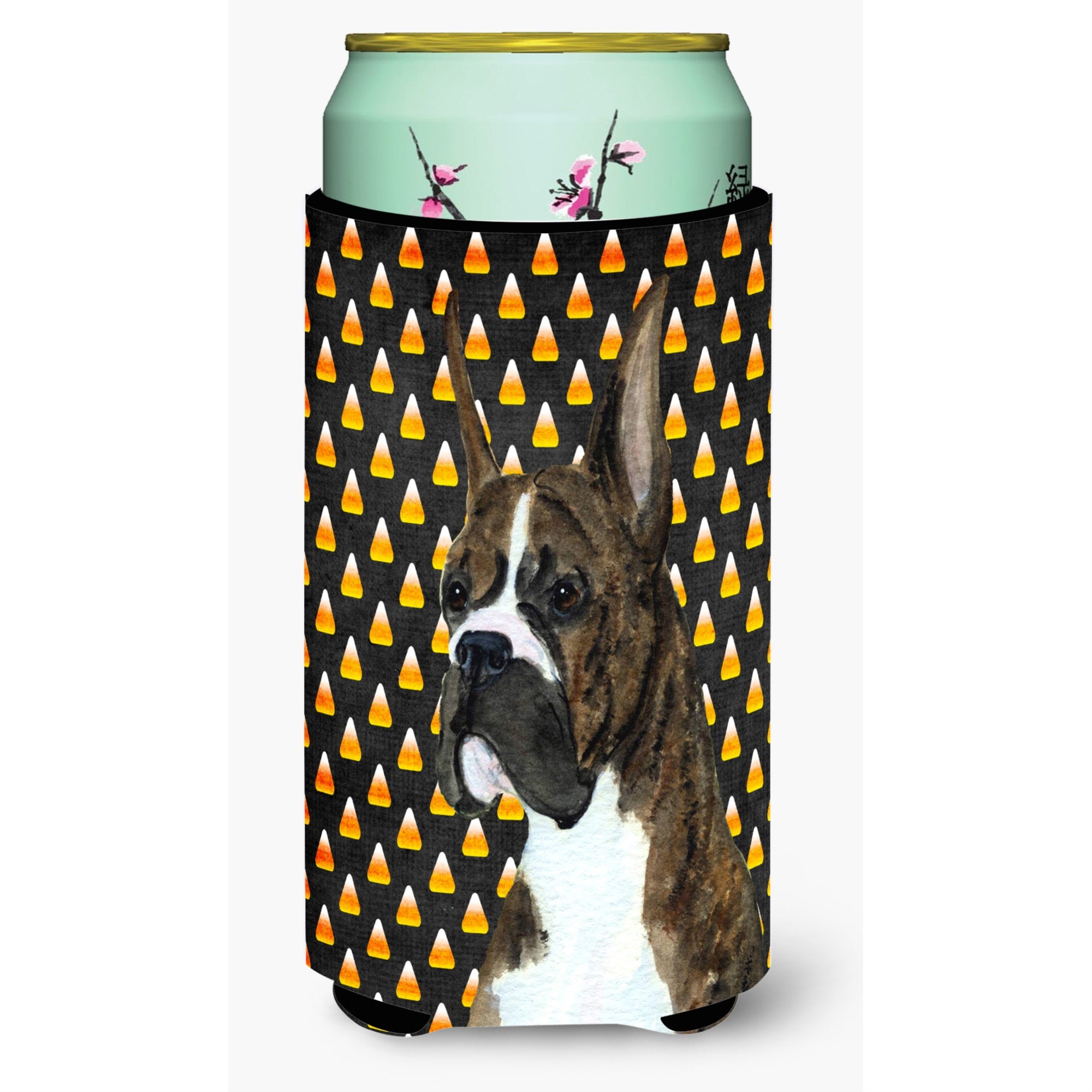 Boxer Candy Corn Halloween Portrait  Tall Boy Beverage Insulator Beverage Insulator Hugger