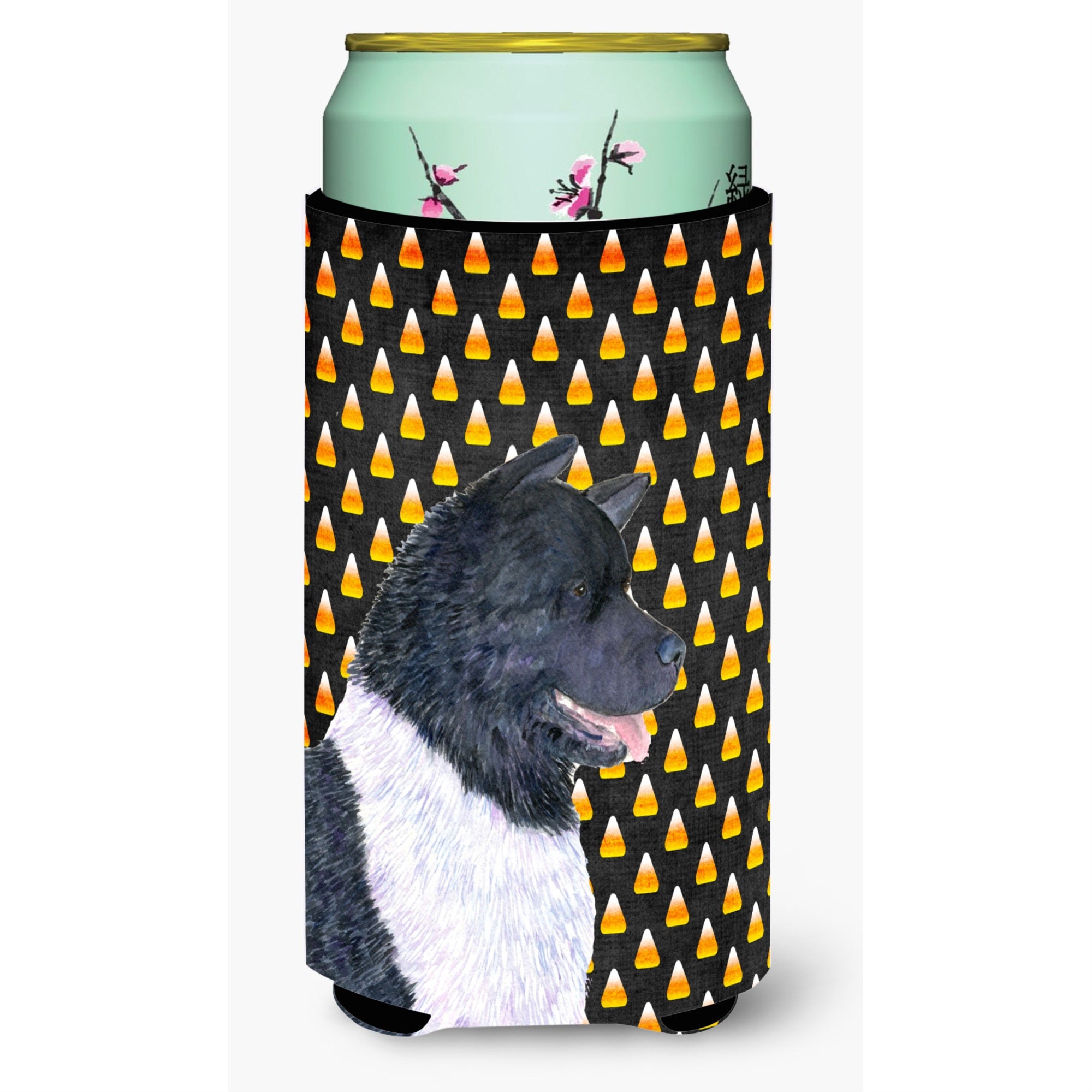 Akita Candy Corn Halloween Portrait  Tall Boy Beverage Insulator Beverage Insulator Hugger