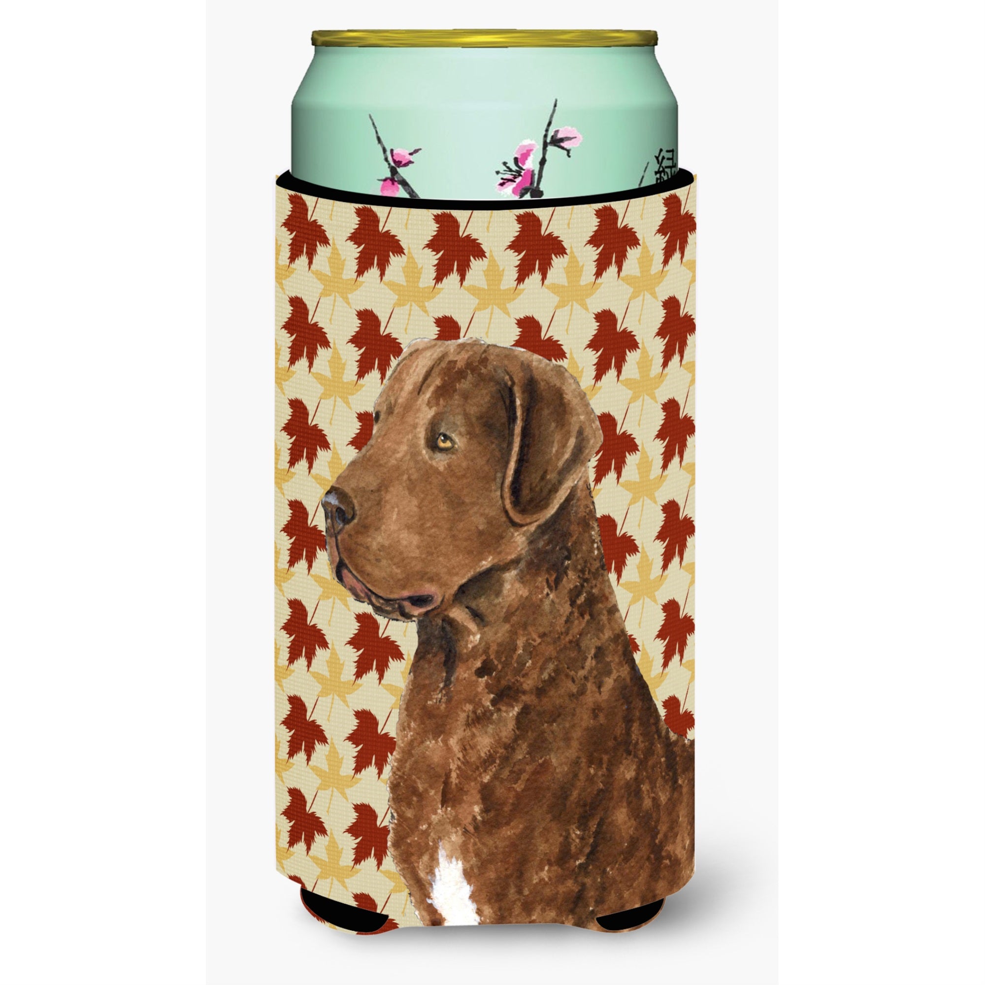Chesapeake Bay Retriever Fall Leaves Portrait  Tall Boy Beverage Insulator Beverage Insulator Hugger