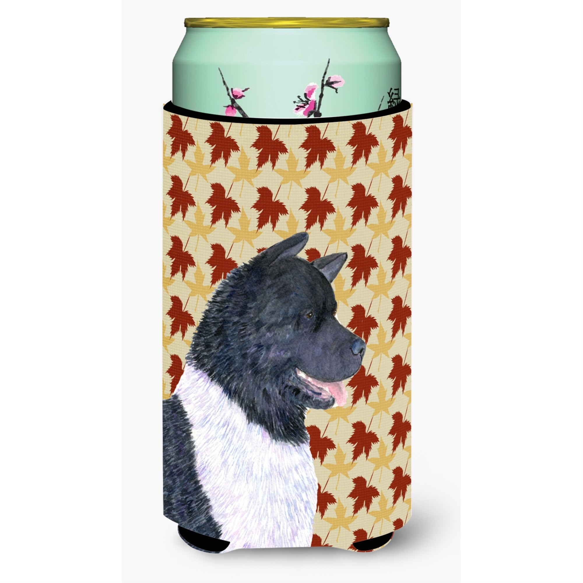 Akita Fall Leaves Portrait  Tall Boy Beverage Insulator Beverage Insulator Hugger