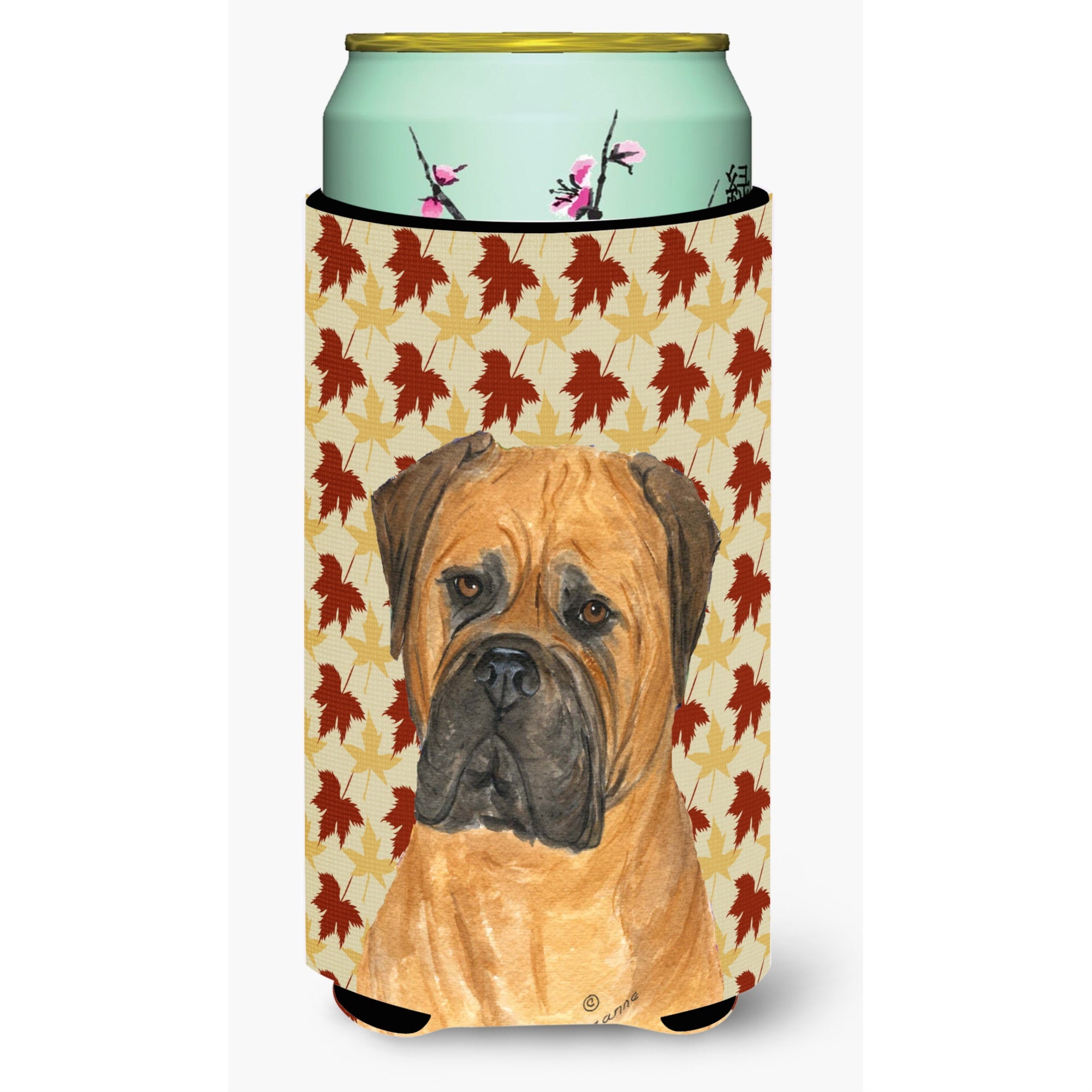 Bullmastiff Fall Leaves Portrait  Tall Boy Beverage Insulator Beverage Insulator Hugger