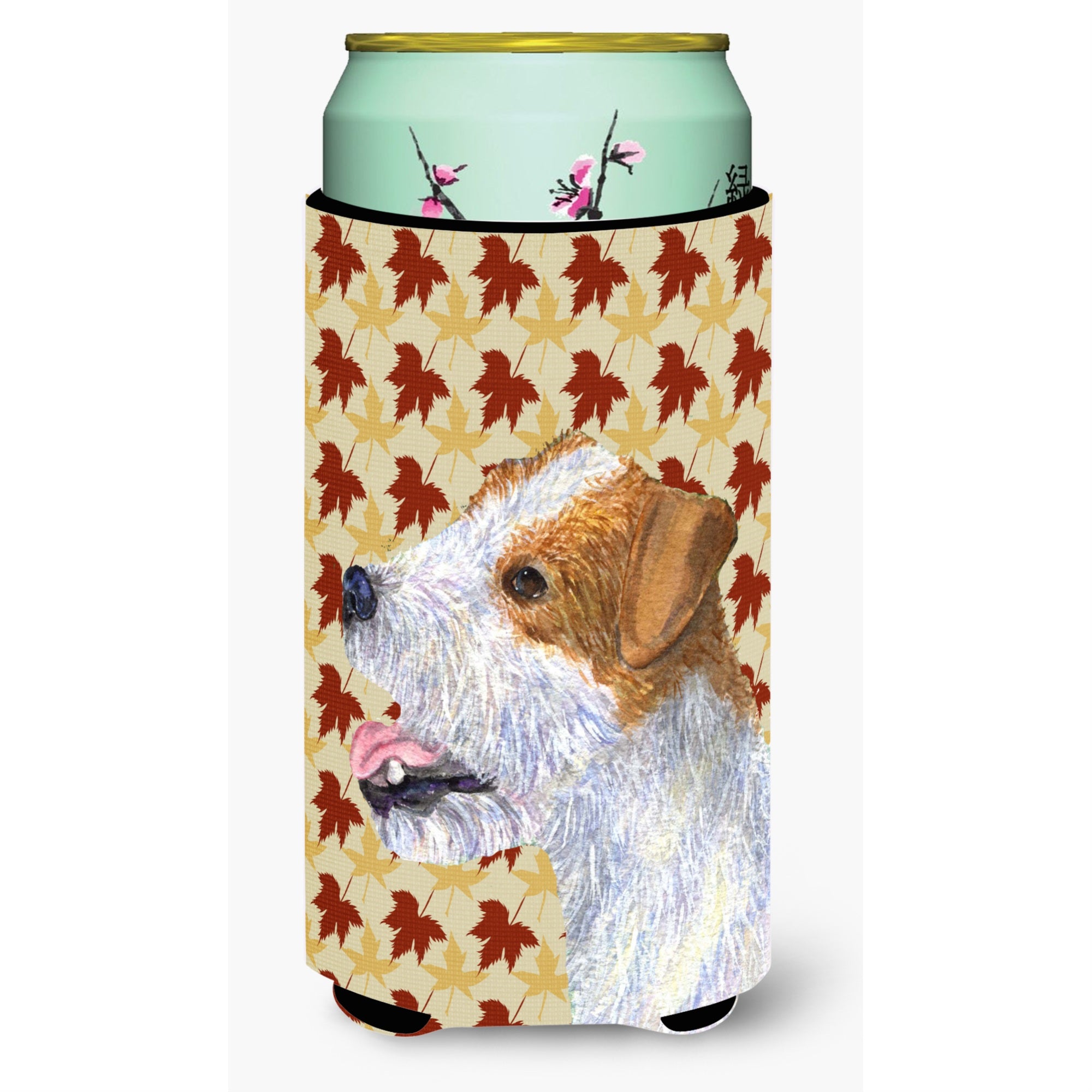 Jack Russell Terrier Fall Leaves Portrait  Tall Boy Beverage Insulator Beverage Insulator Hugger