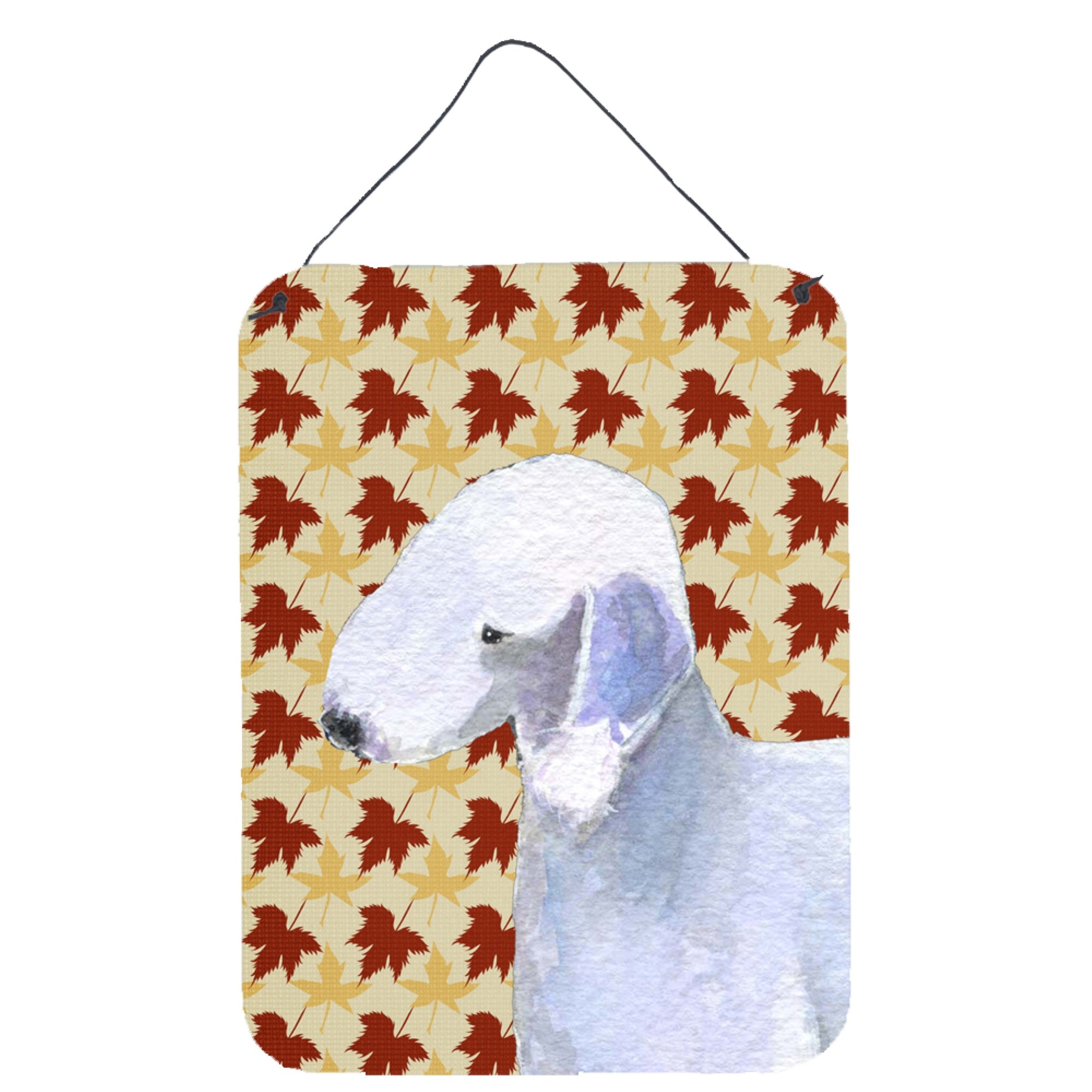 'Caroline'S Treasures Bedlington Terrier Fall Leaves Portrait Wall Or Door Hanging Prints, 16'''' X 12'''', Multicolor''