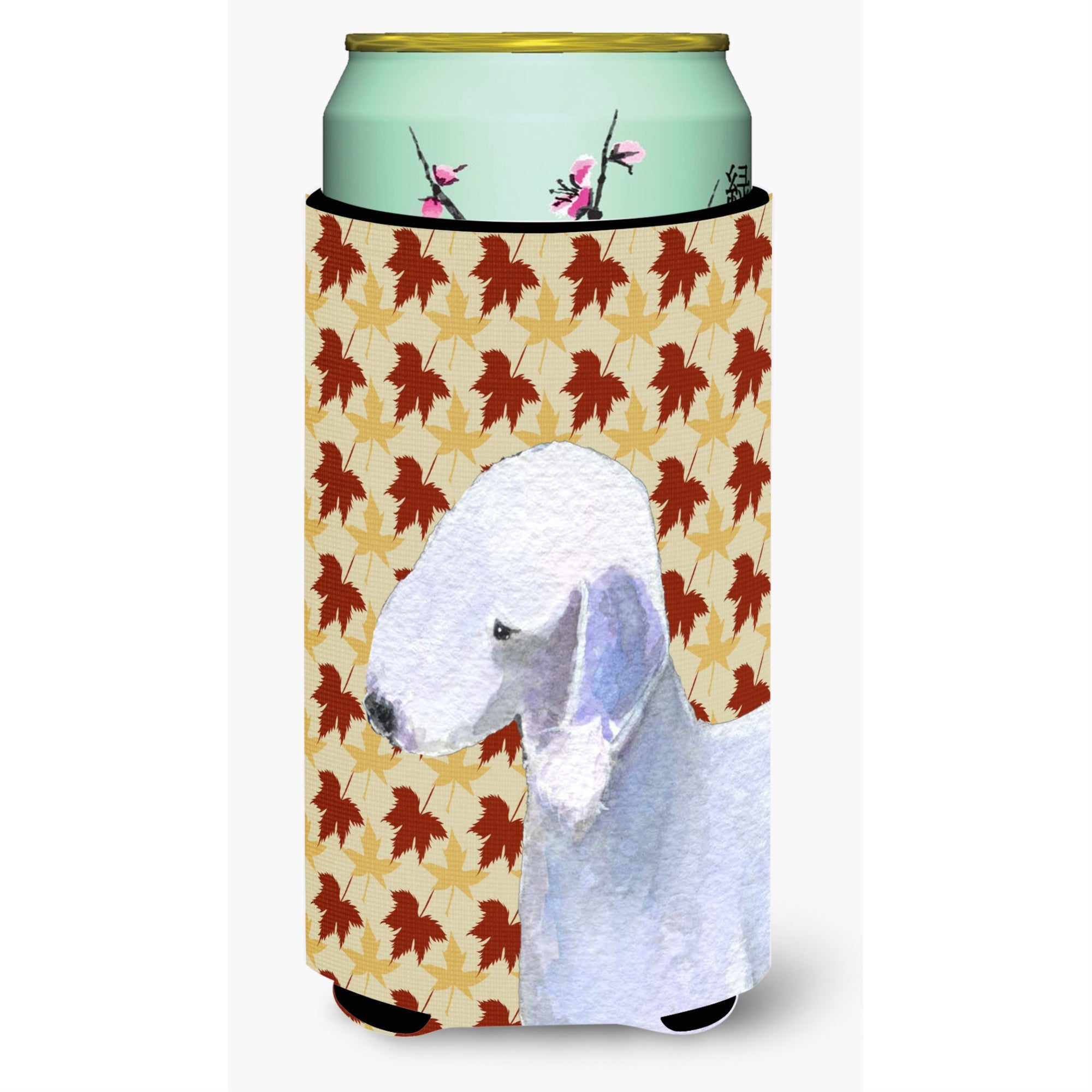 Bedlington Terrier Fall Leaves Portrait  Tall Boy Beverage Insulator Beverage Insulator Hugger