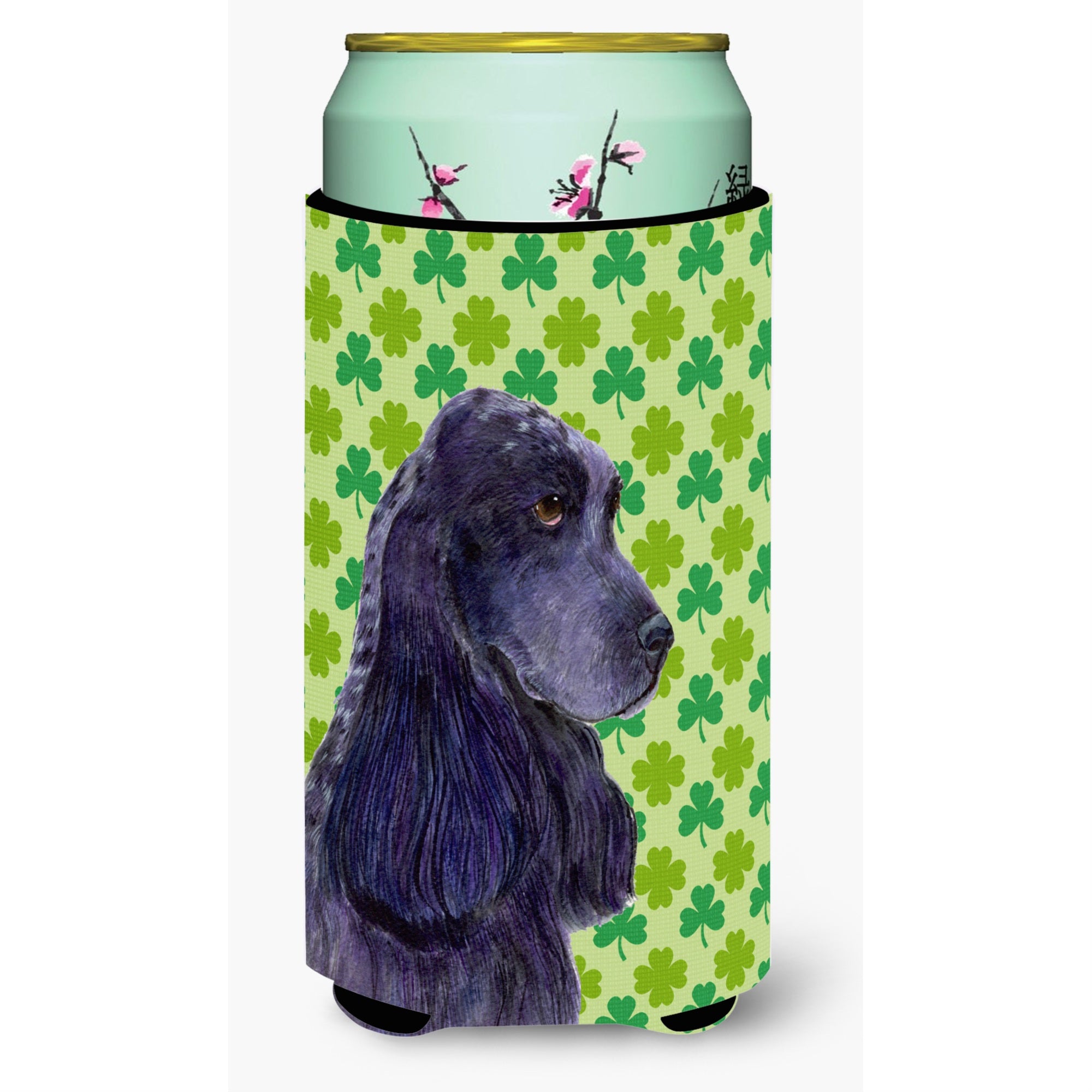 Cocker Spaniel St. Patrick'S Day Shamrock Portrait  Tall Boy Beverage Insulator Beverage Insulator Hugger