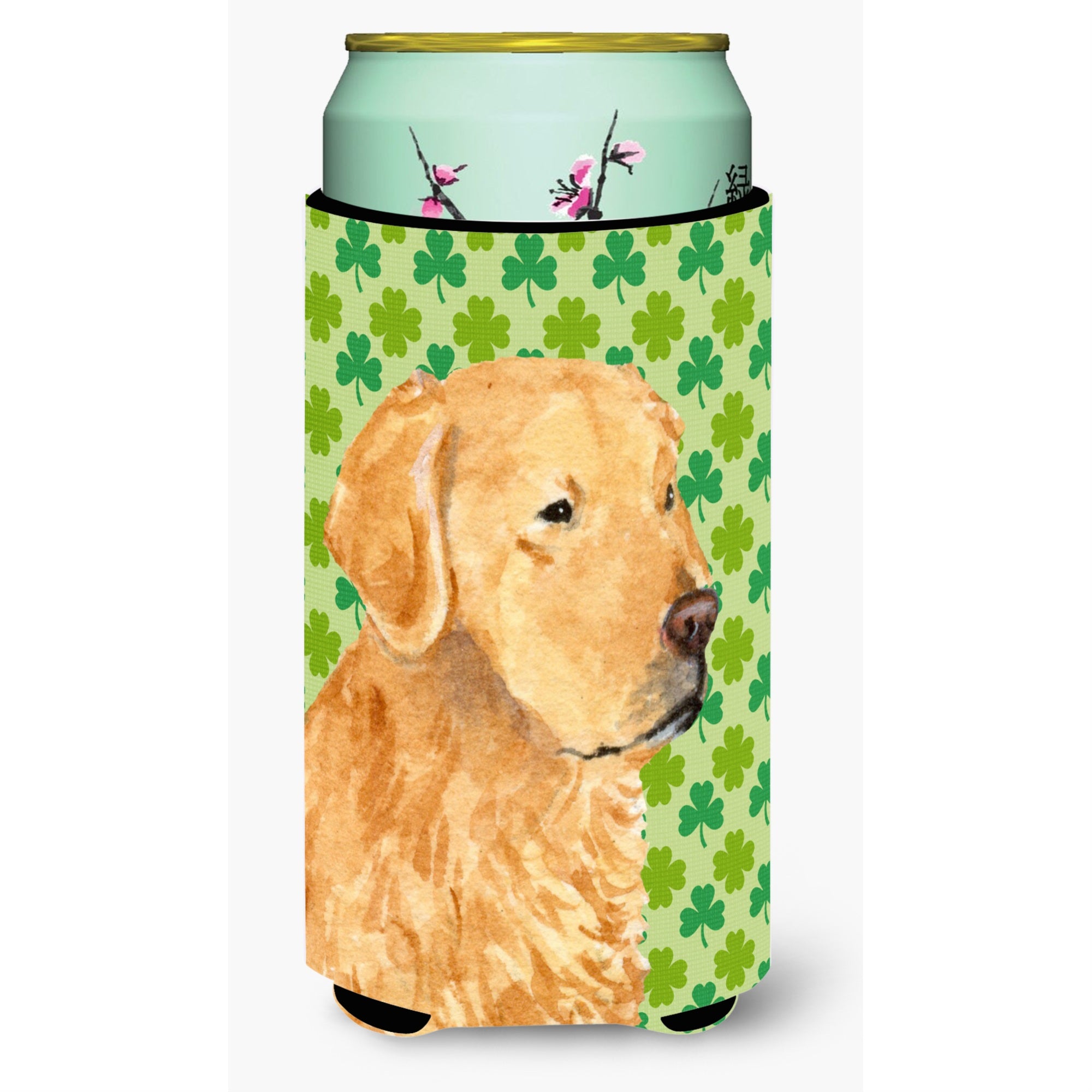 Golden Retriever St. Patrick'S Day Shamrock Portrait  Tall Boy Beverage Insulator Beverage Insulator Hugger