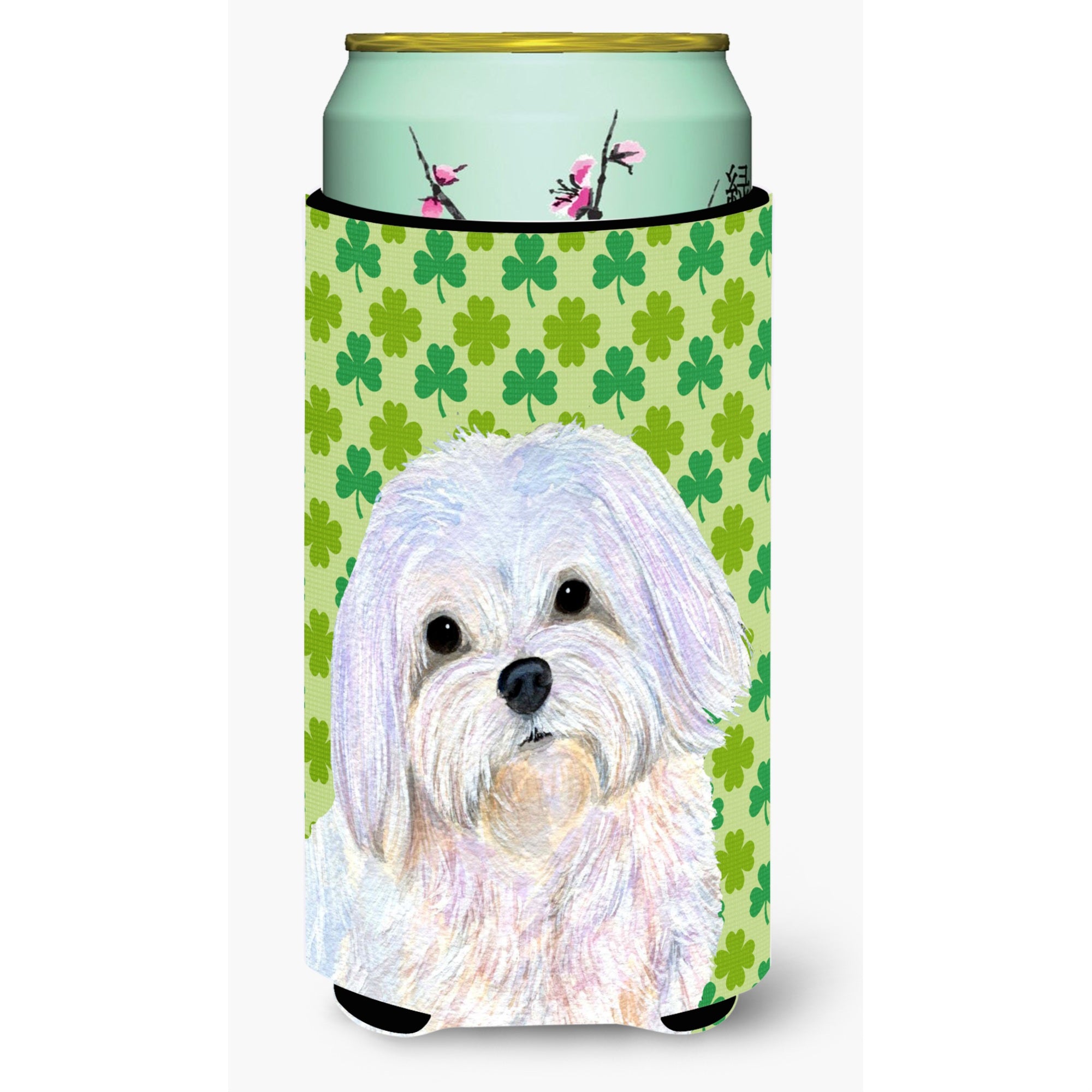 Maltese St. Patrick'S Day Shamrock Portrait  Tall Boy Beverage Insulator Beverage Insulator Hugger