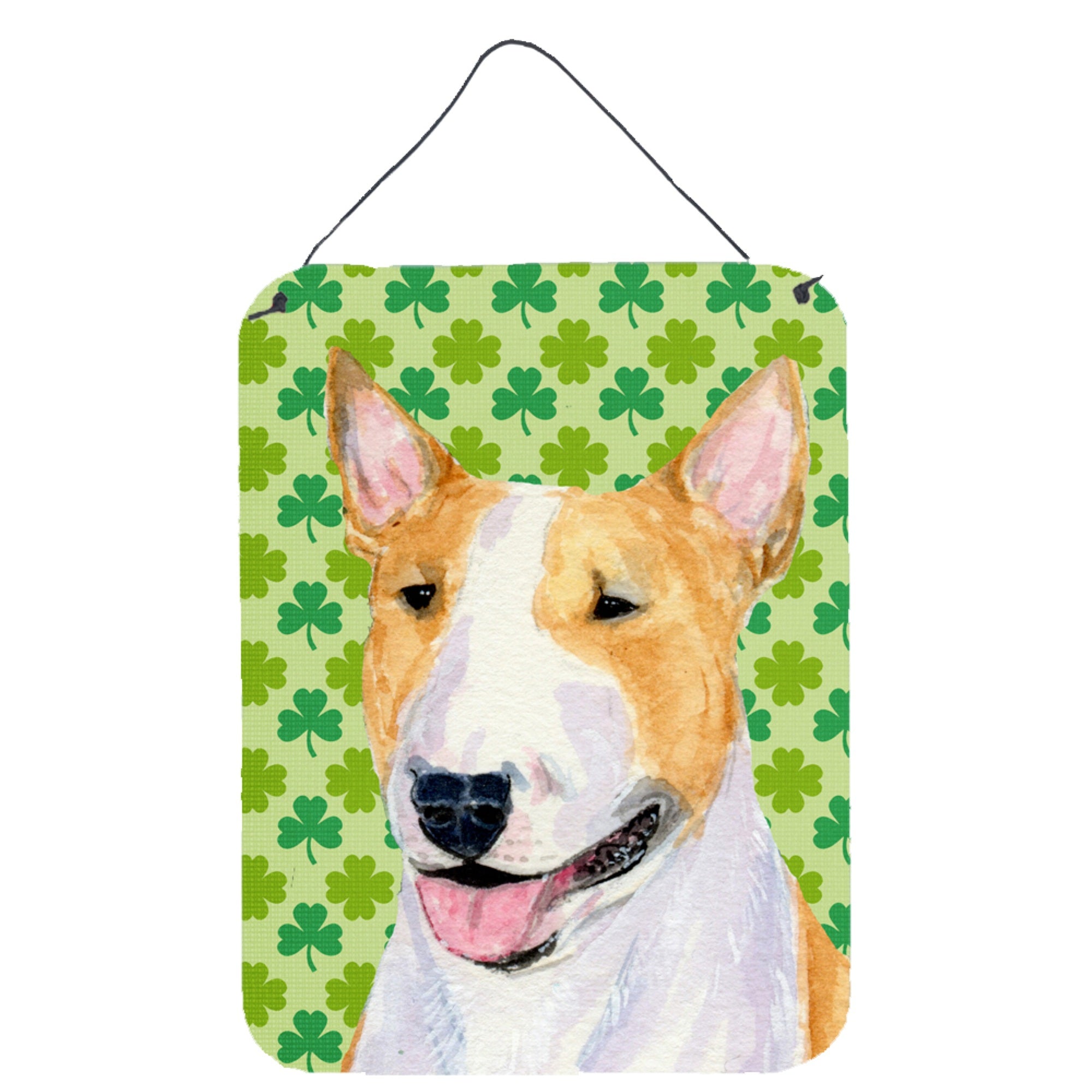 'Caroline'S Treasures Bull Terrier St. Patrick'S Day Shamrock Portrait Wall Or Door Hanging Prints, 16'''' X 12'''', Multicolor