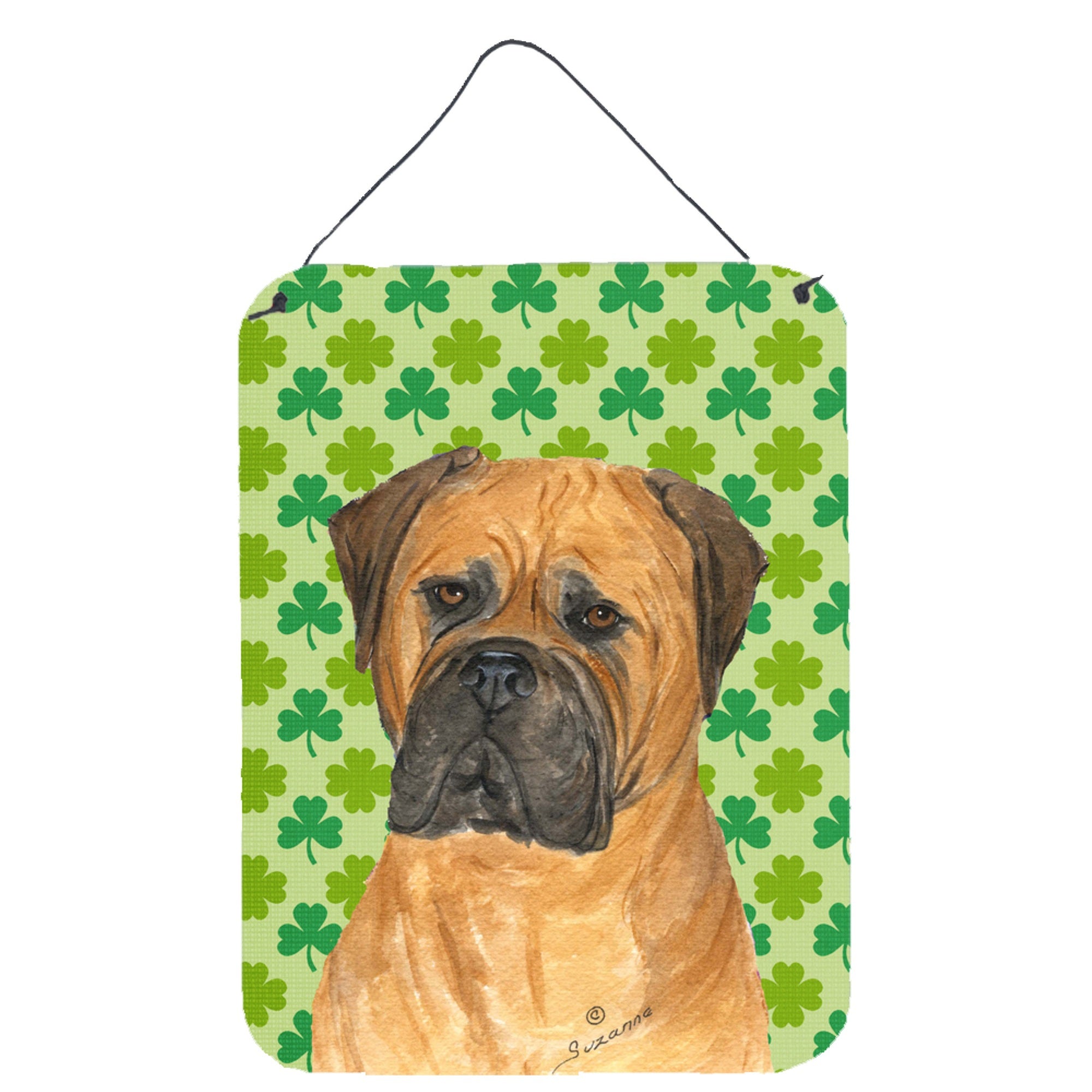 'Caroline'S Treasures Bullmastiff St. Patrick'S Day Shamrock Portrait Wall Or Door Hanging Prints, 16'''' X 12'''', Multicolor'