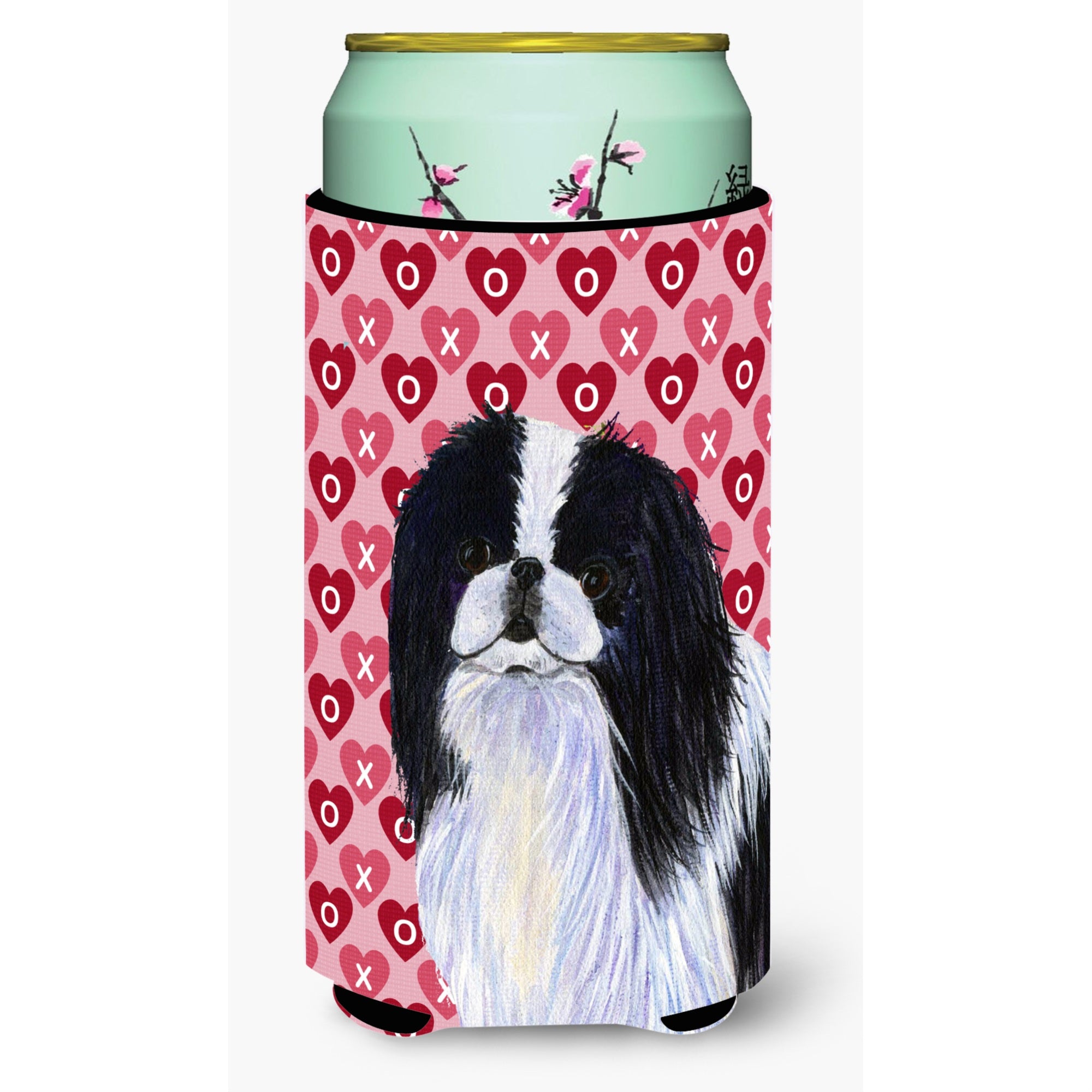 Japanese Chin Hearts Love And Valentine'S Day Portrait  Tall Boy Beverage Insulator Beverage Insulator Hugger