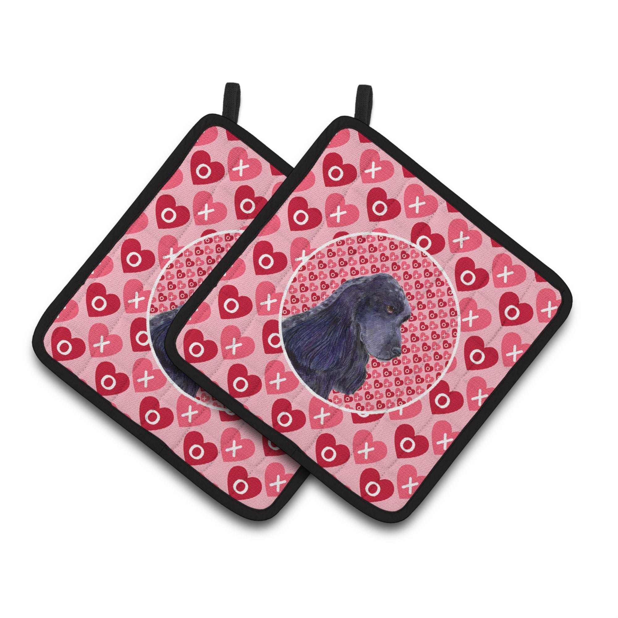 'Caroline'S Treasures Black Cocker Spaniel Hearts Love Valentine'S Day Pair Of Pot Holders Ss4471Pthd, 7.5Hx7.5W, Multicolor''