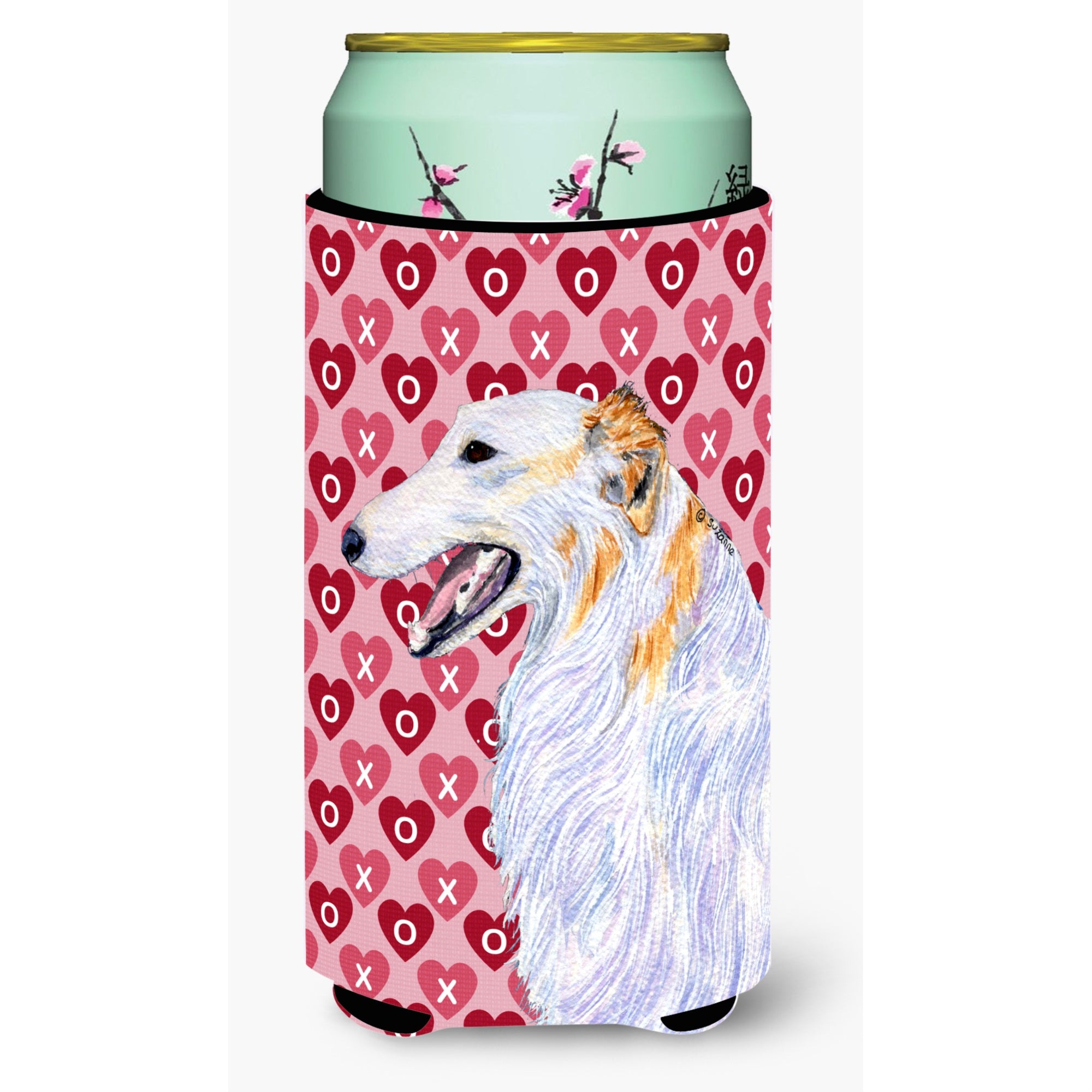 Borzoi Hearts Love And Valentine'S Day Portrait  Tall Boy Beverage Insulator Beverage Insulator Hugger