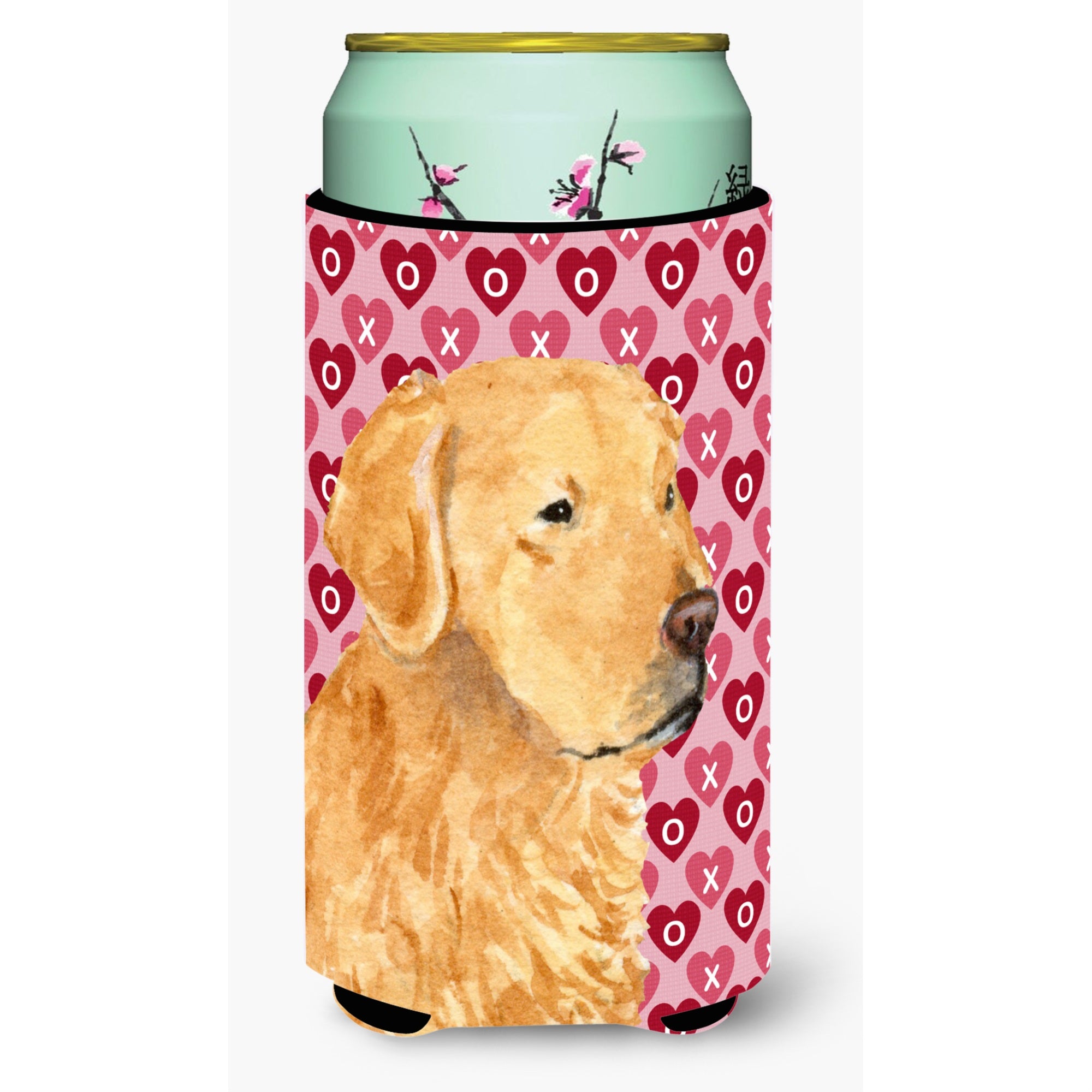 Golden Retriever Hearts Love Valentines Day  Tall Boy Beverage Insulator Beverage Insulator Hugger