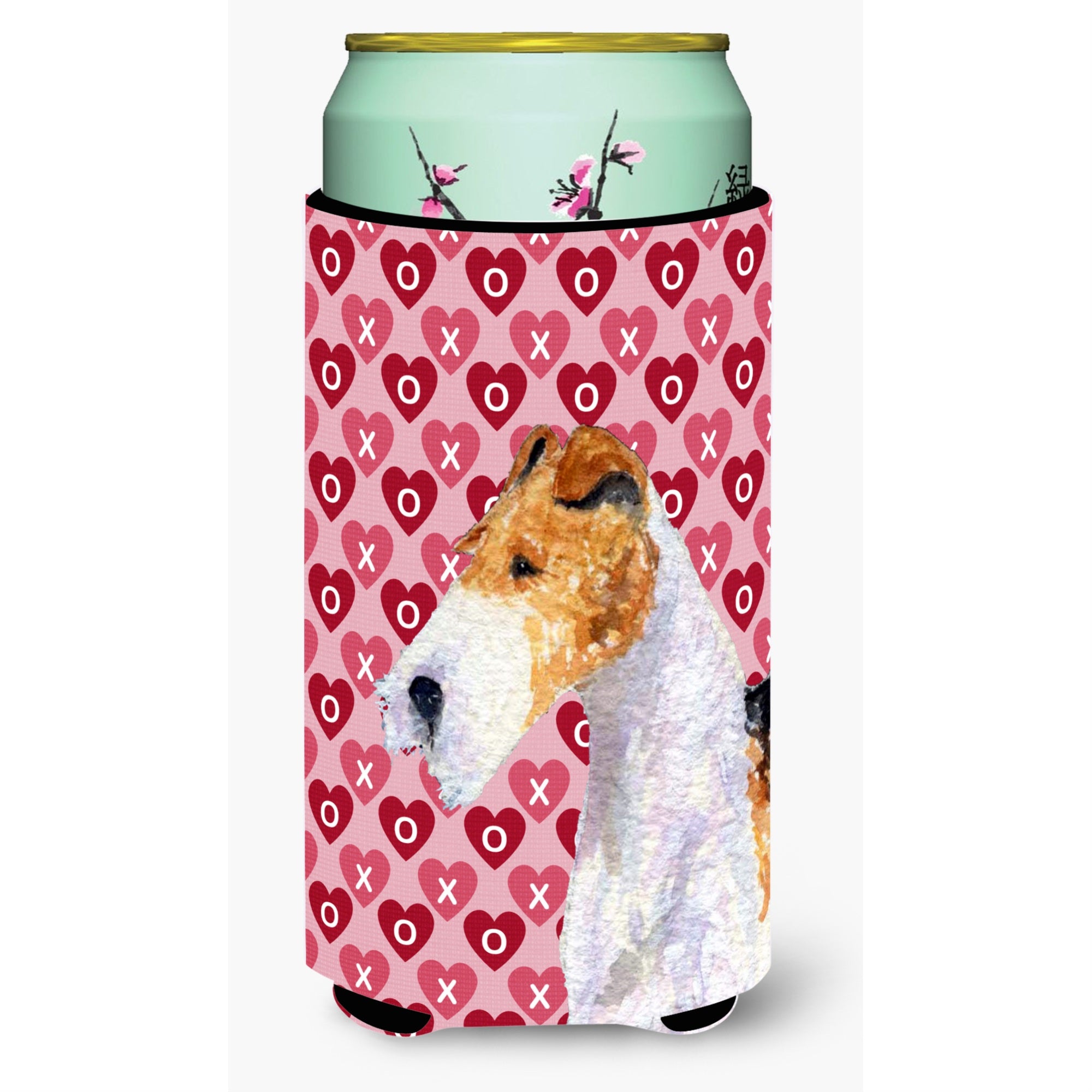 Fox Terrier Hearts Love And Valentine'S Day Portrait  Tall Boy Beverage Insulator Beverage Insulator Hugger