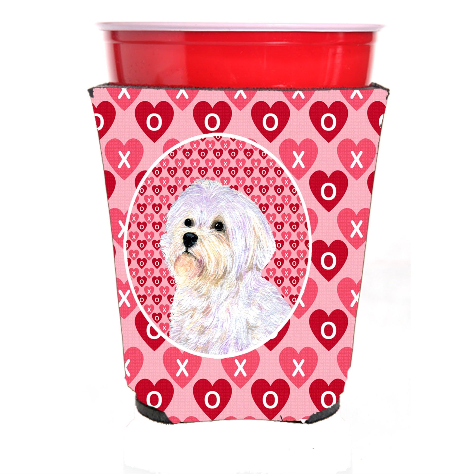 Maltese  Red Solo Cup Beverage Insulator Hugger