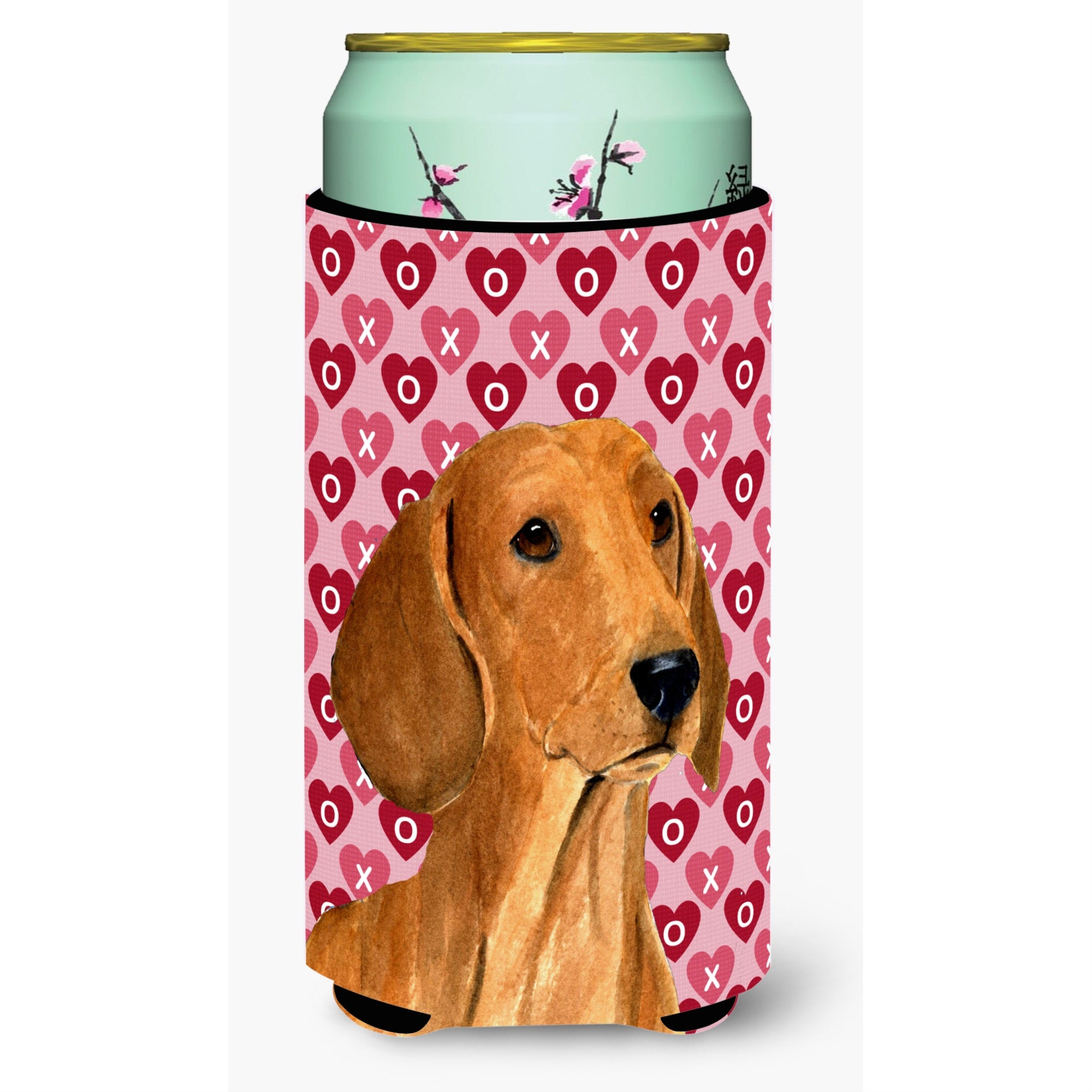 Dachshund Hearts Love And Valentine'S Day Portrait  Tall Boy Beverage Insulator Beverage Insulator Hugger