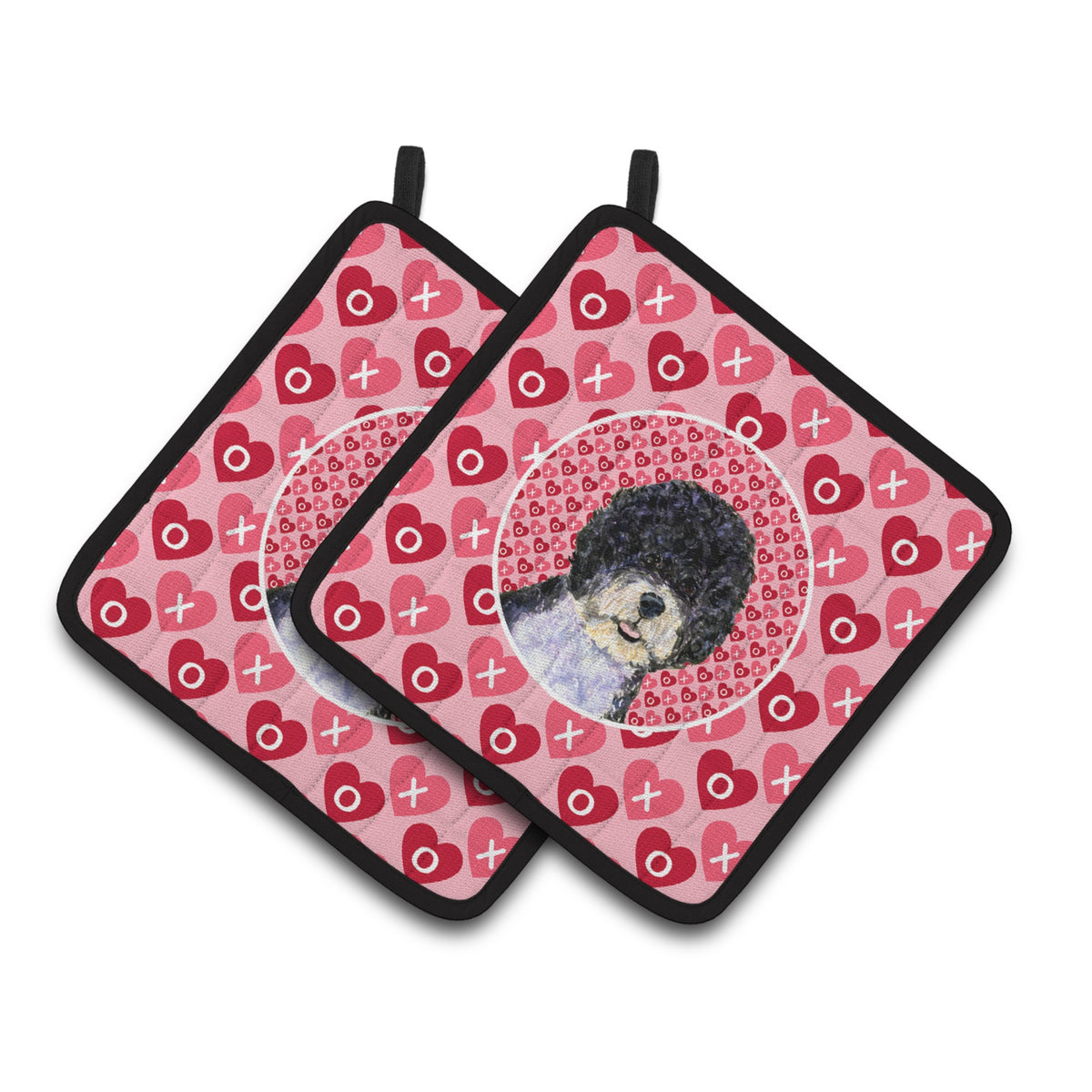 'Caroline'S Treasures Portuguese Water Dog Hearts Love Valentine'S Day Pair Of Pot Holders Ss4490Pthd, 7.5Hx7.5W, Multicolor''