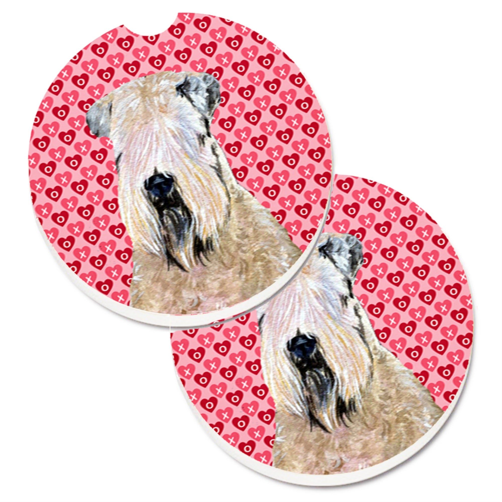 'Caroline'S Treasures Wheaten Terrier Soft Coated Hearts Love Valentine'S Set Of 2 Cup Holder Car Coasters Ss4493Carc, 2.56, Mu