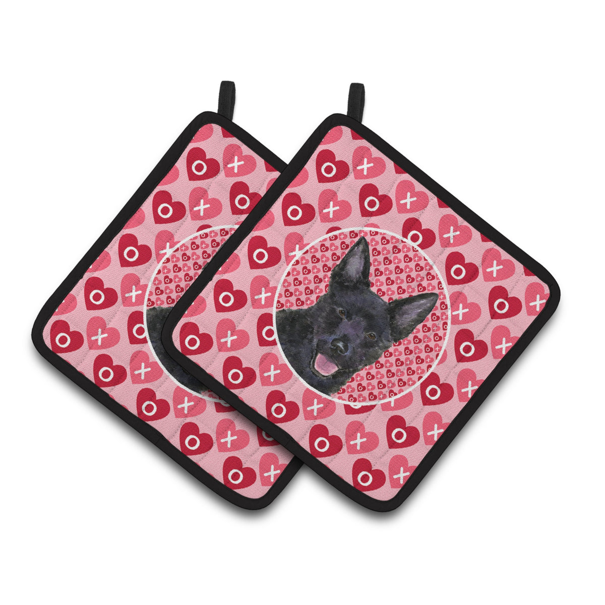 'Caroline'S Treasures Australian Kelpie Hearts Love Valentine'S Day Pair Of Pot Holders Ss4498Pthd, 7.5Hx7.5W, Multicolor''