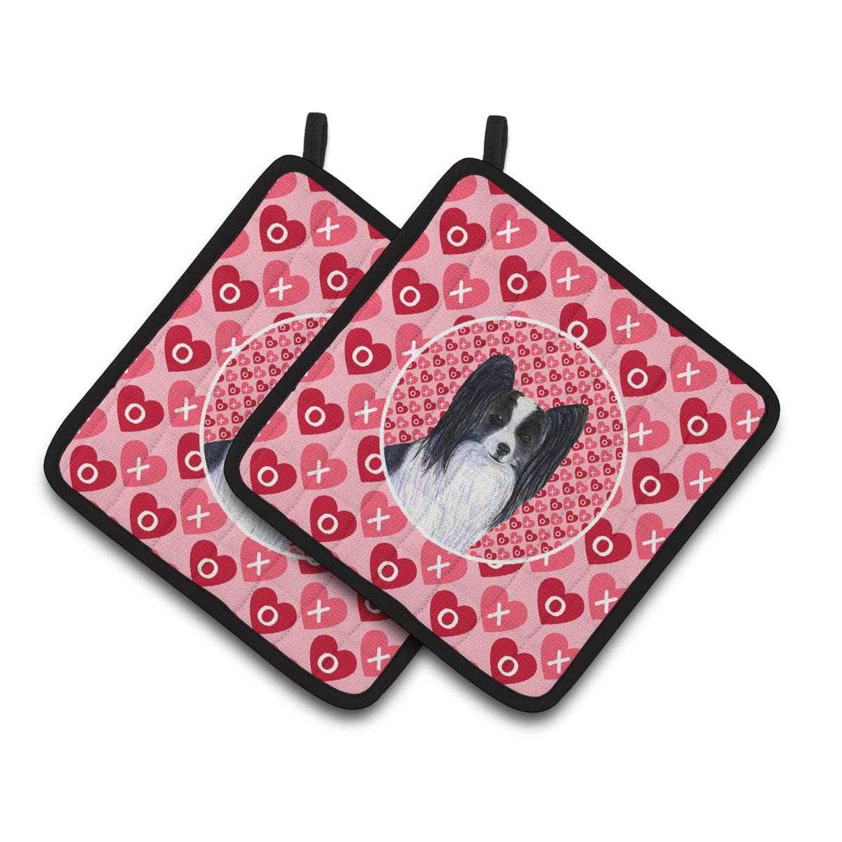 'Caroline'S Treasures Papillon Hearts Love & Valentine'S Day Portrait Pair Of Pot Holders Ss4505Pthd, 7.5Hx7.5W, Multicolor''
