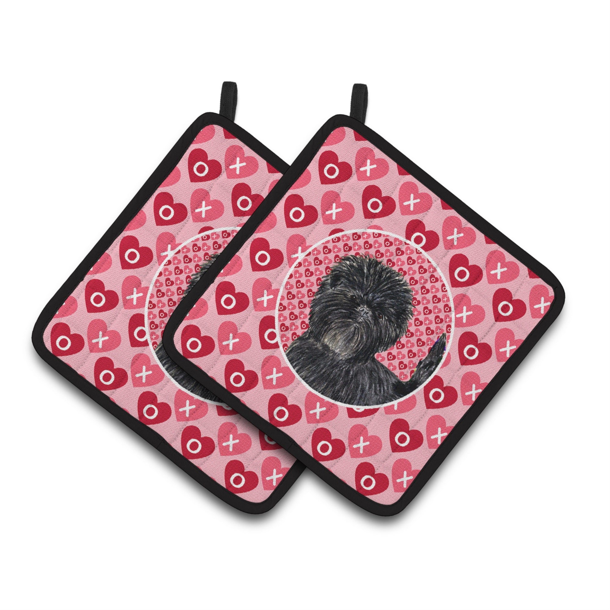 'Caroline'S Treasures Affenpinscher Hearts Love & Valentine'S Day Portrait Pair Of Pot Holders Ss4511Pthd, 7.5Hx7.5W, Multicolo