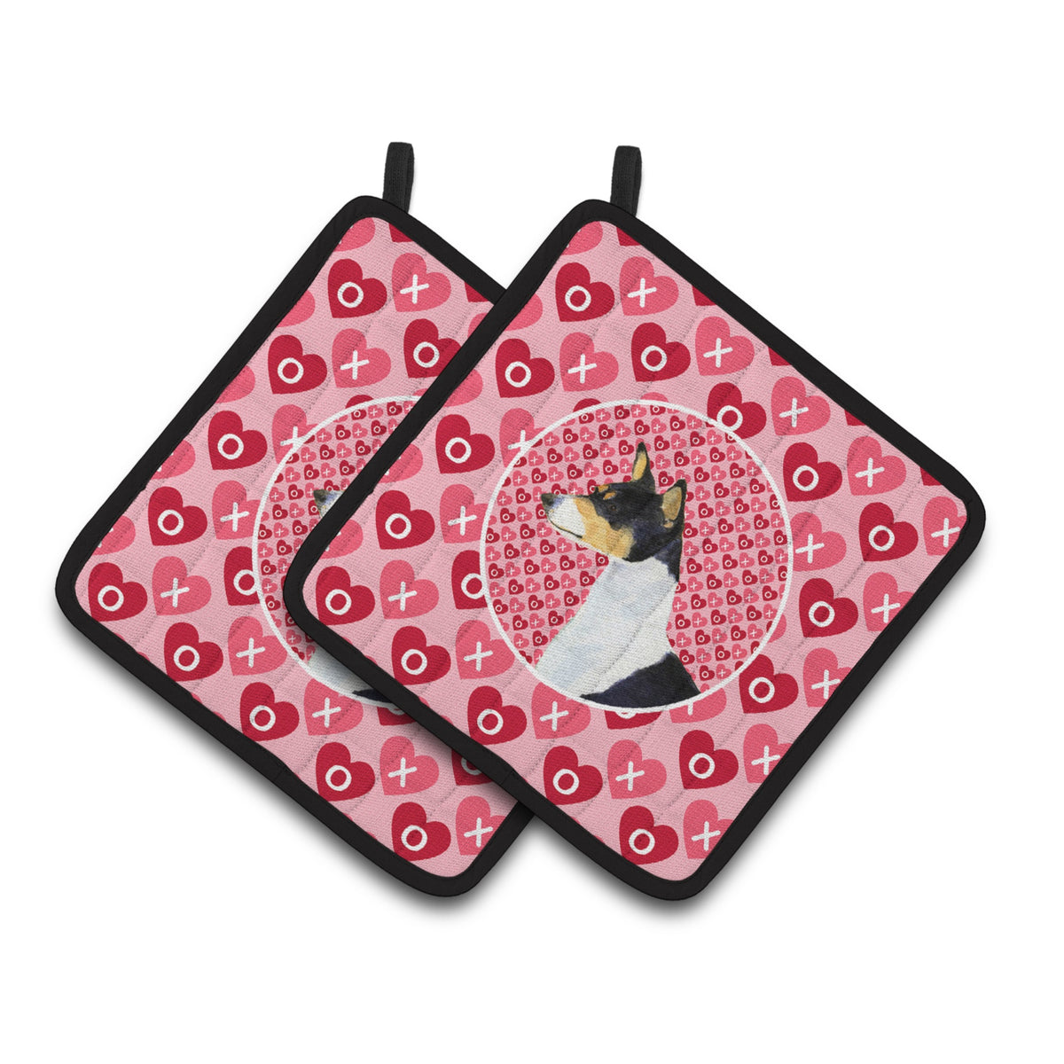 'Caroline'S Treasures Basenji Hearts Love & Valentine'S Day Portrait Pair Of Pot Holders Ss4514Pthd, 7.5Hx7.5W, Multicolor''