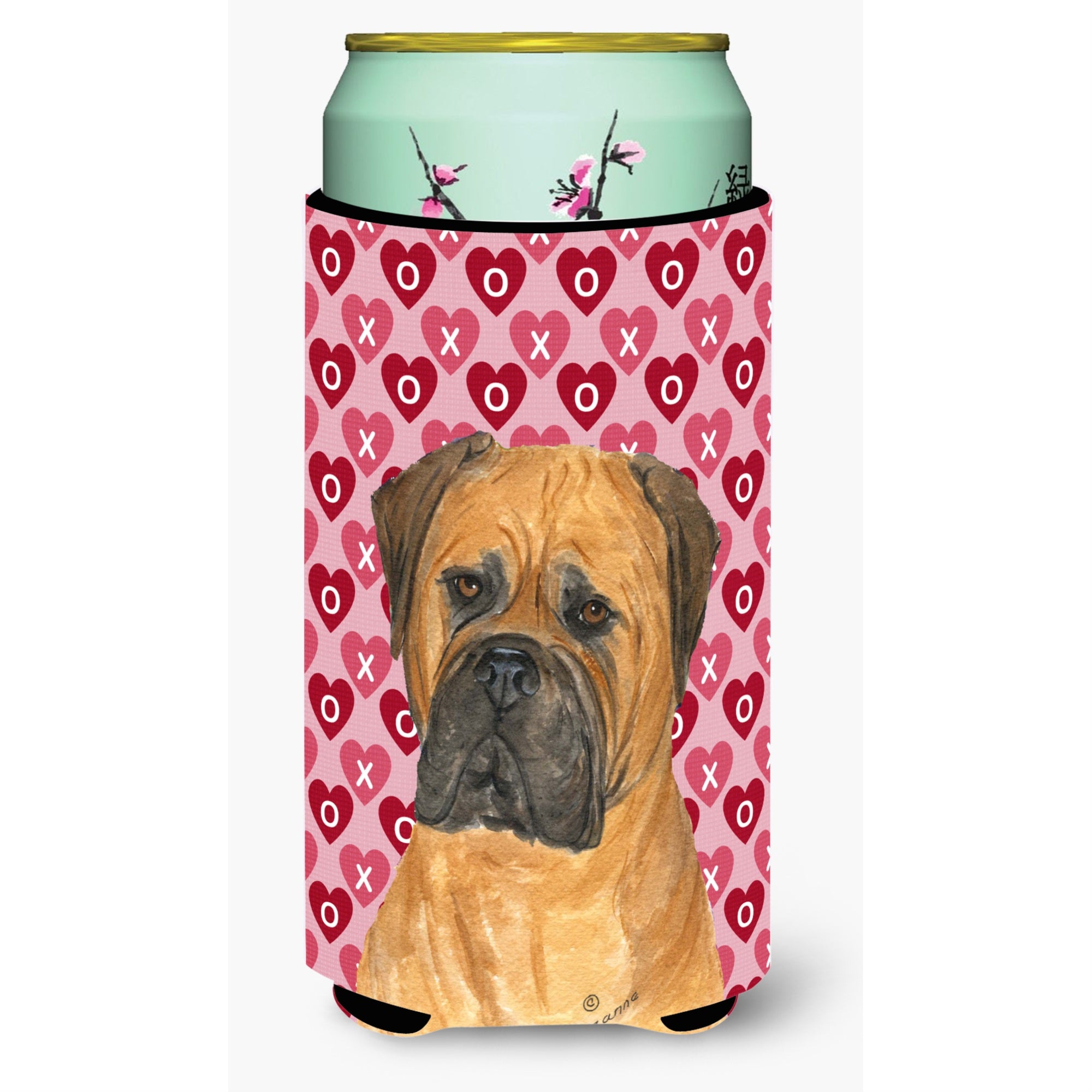 Bullmastiff Hearts Love And Valentine'S Day Portrait  Tall Boy Beverage Insulator Beverage Insulator Hugger