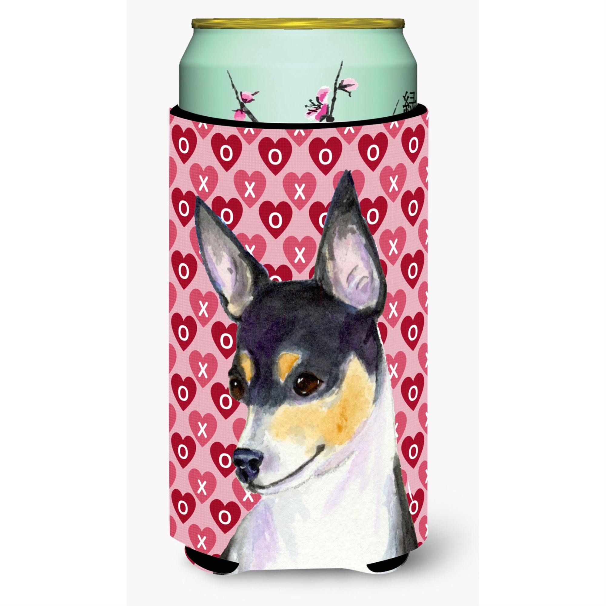 Chihuahua Hearts Love And Valentine'S Day Portrait  Tall Boy Beverage Insulator Beverage Insulator Hugger