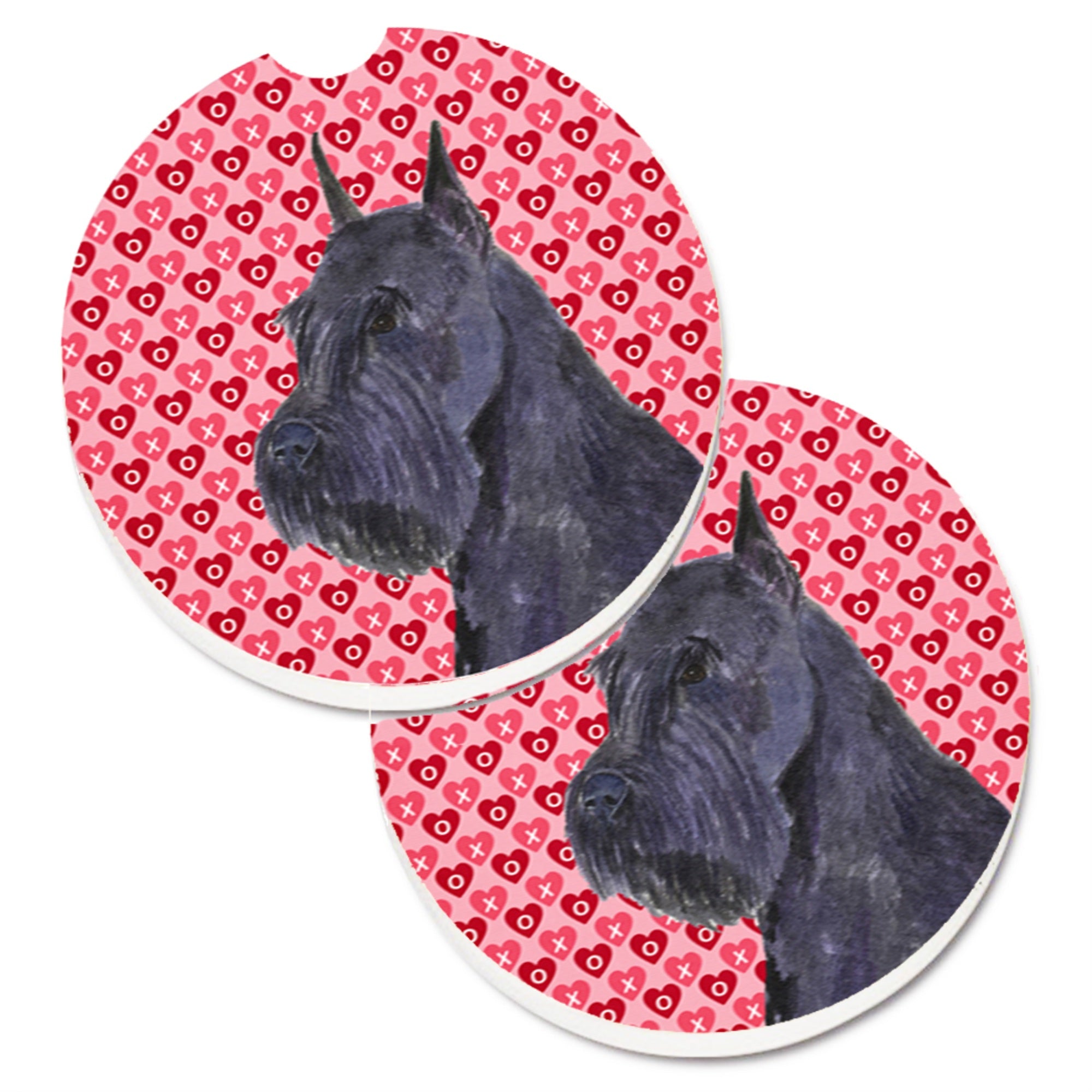 Carolines Treasures Schnauzer Hearts Love & Valentines Day Portrait Set of 2 Cup Holder Car Coasters SS4523CARC2.56 Multicolor