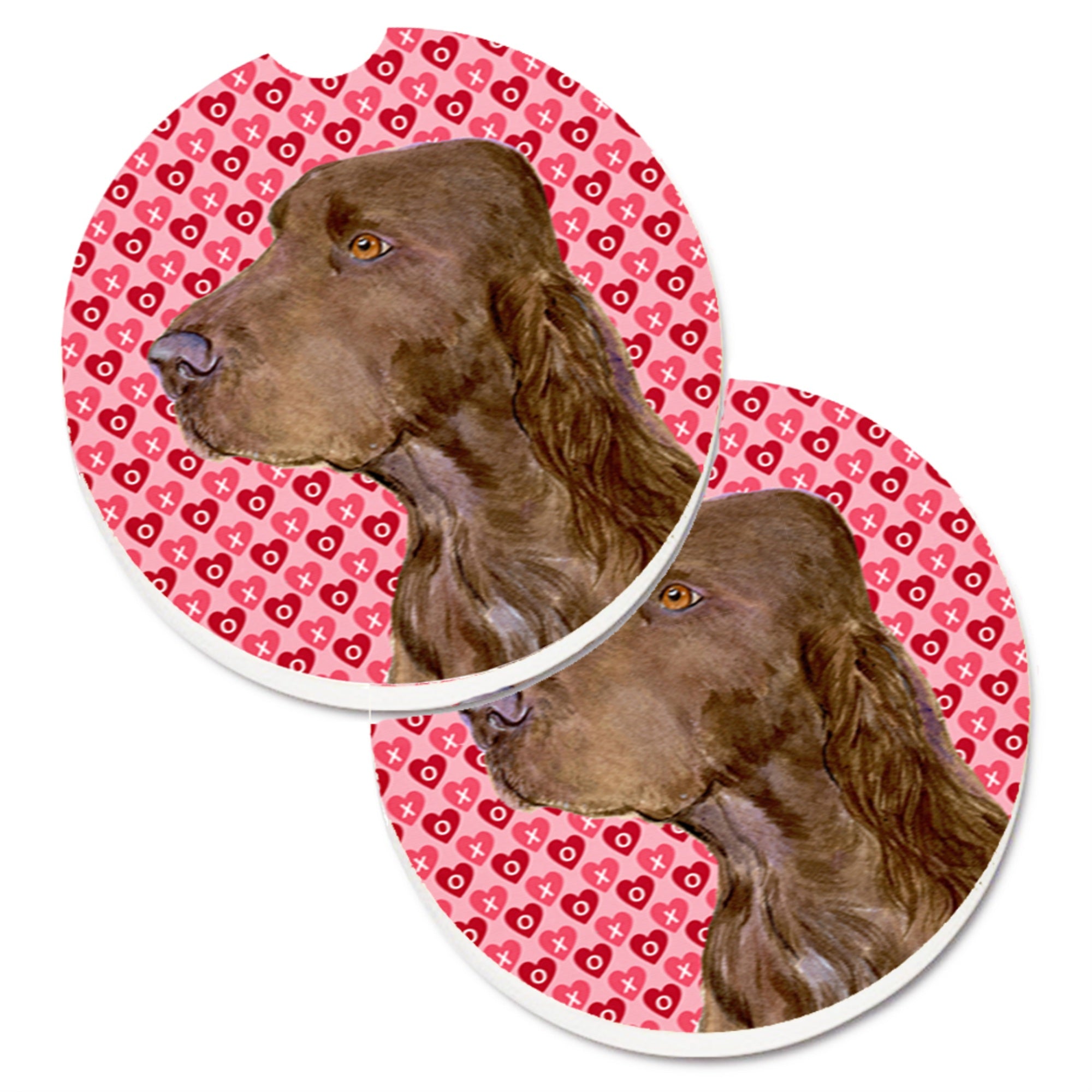 Carolines Treasures Field Spaniel Hearts Love & Valentines Day Portrait Set of 2 Cup Holder Car Coasters SS4525CARC2.56 Multic