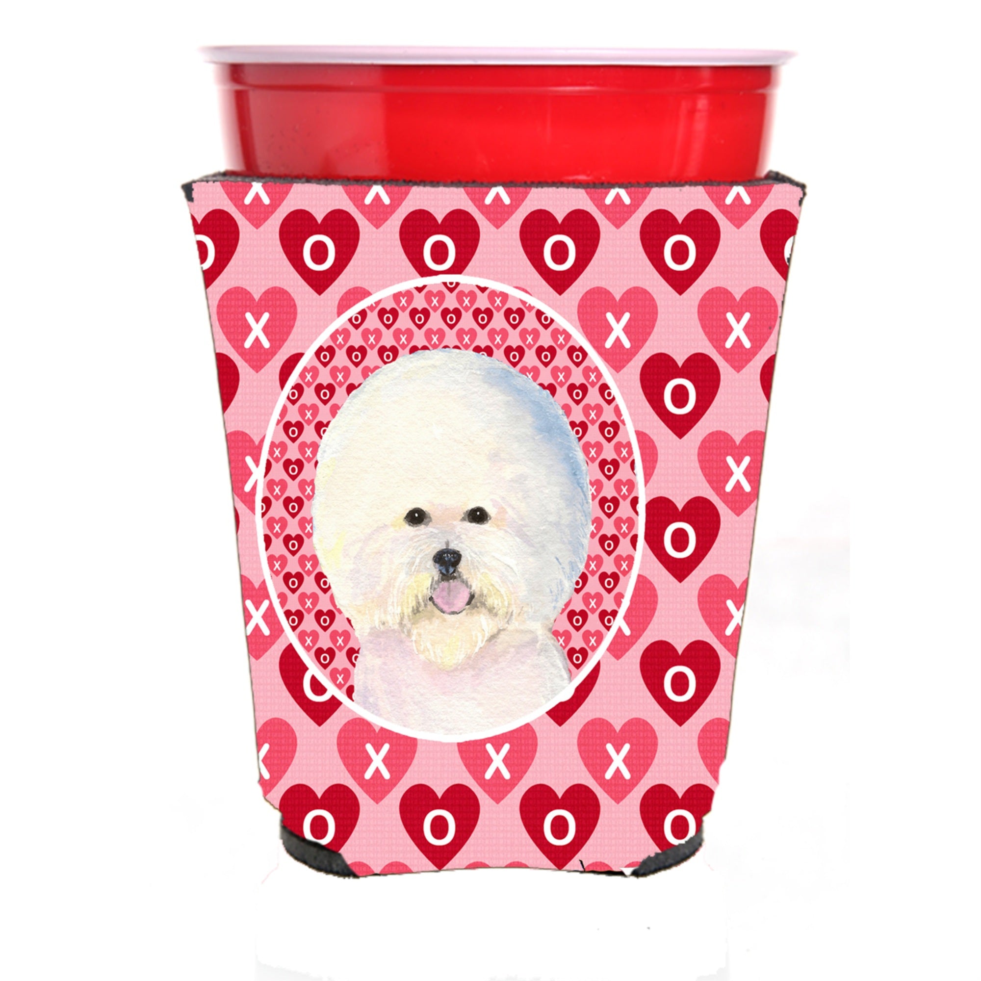 Bichon Frise  Red Solo Cup Beverage Insulator Hugger