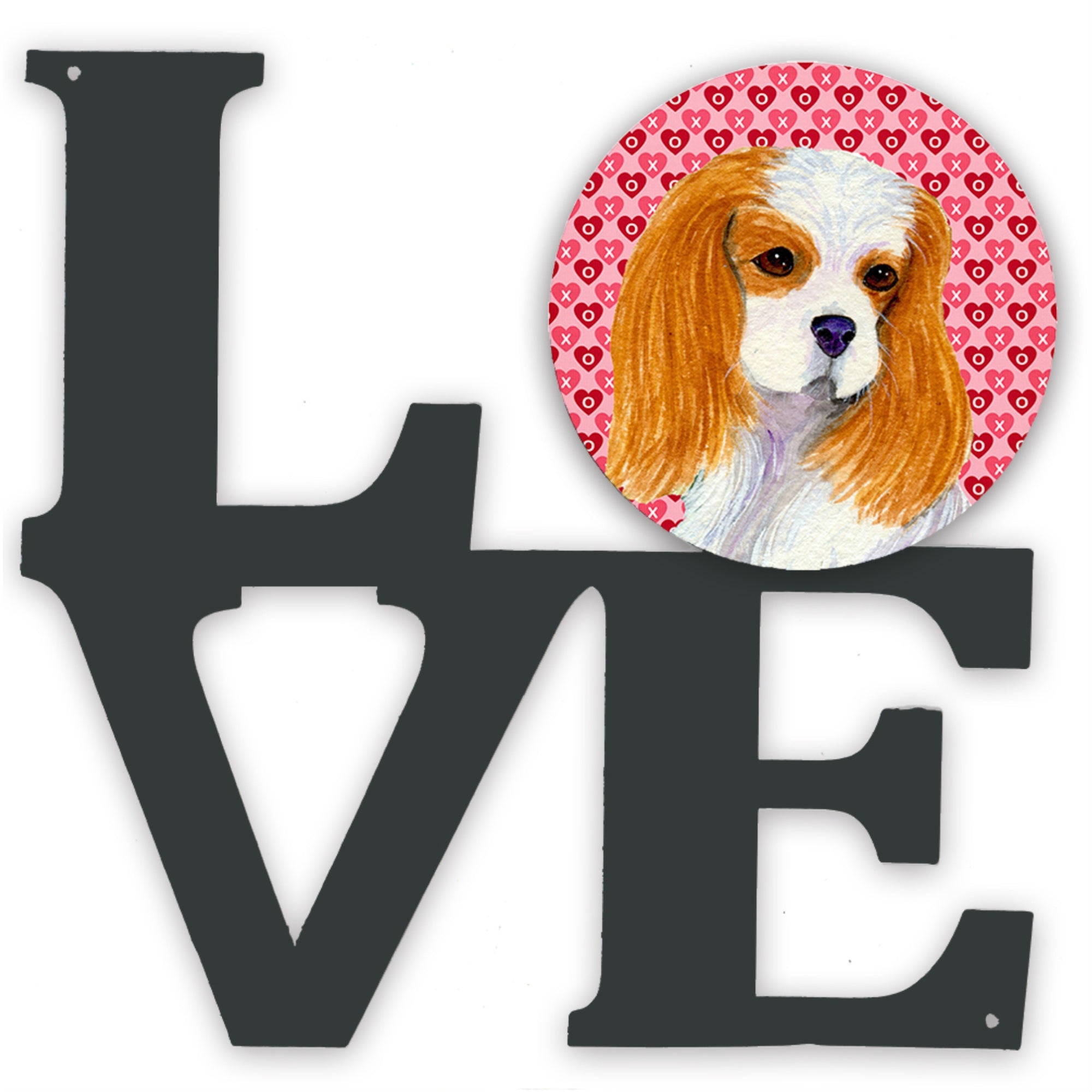 'Caroline'S Treasures Cavalier Spaniel Hearts Valentine'S Day Portrait Metal Artwork Love Wall-Decor, Multicolor''