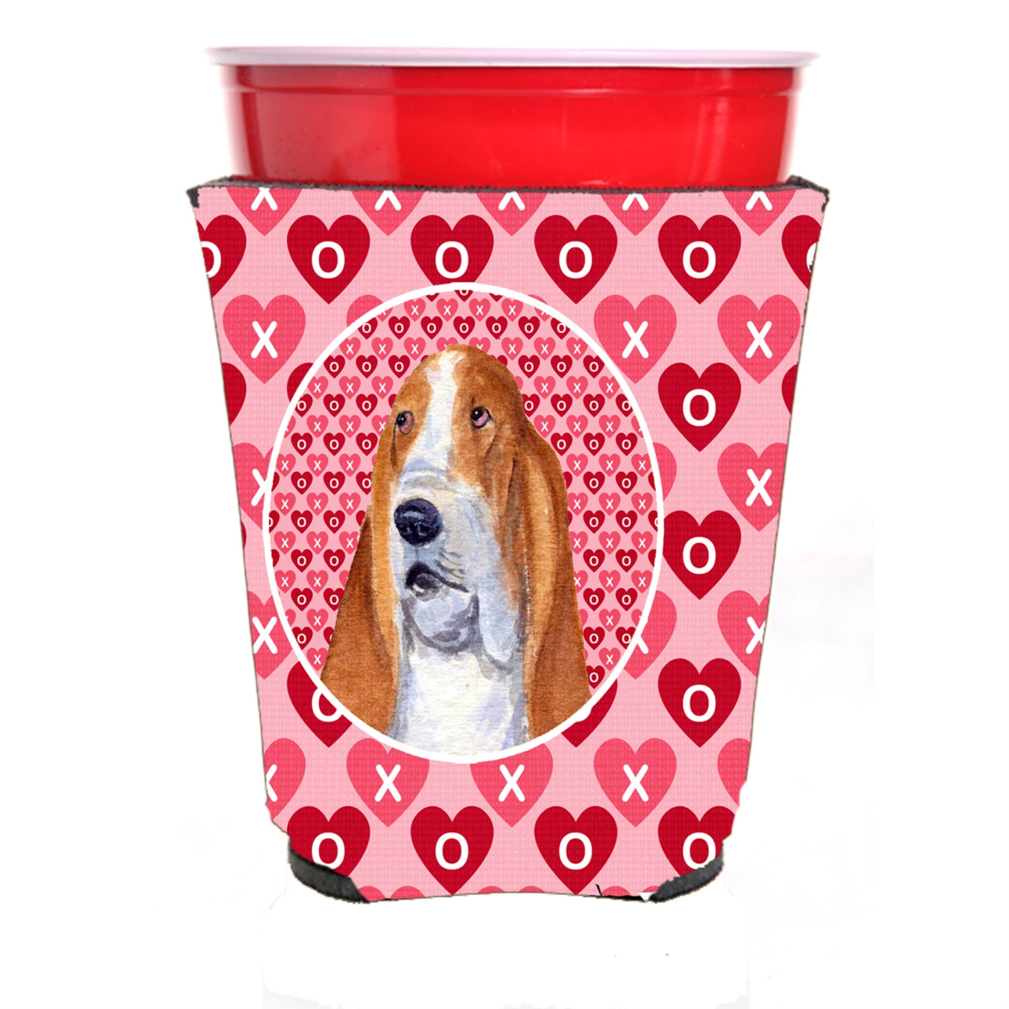 Basset Hound  Red Solo Cup Beverage Insulator Hugger