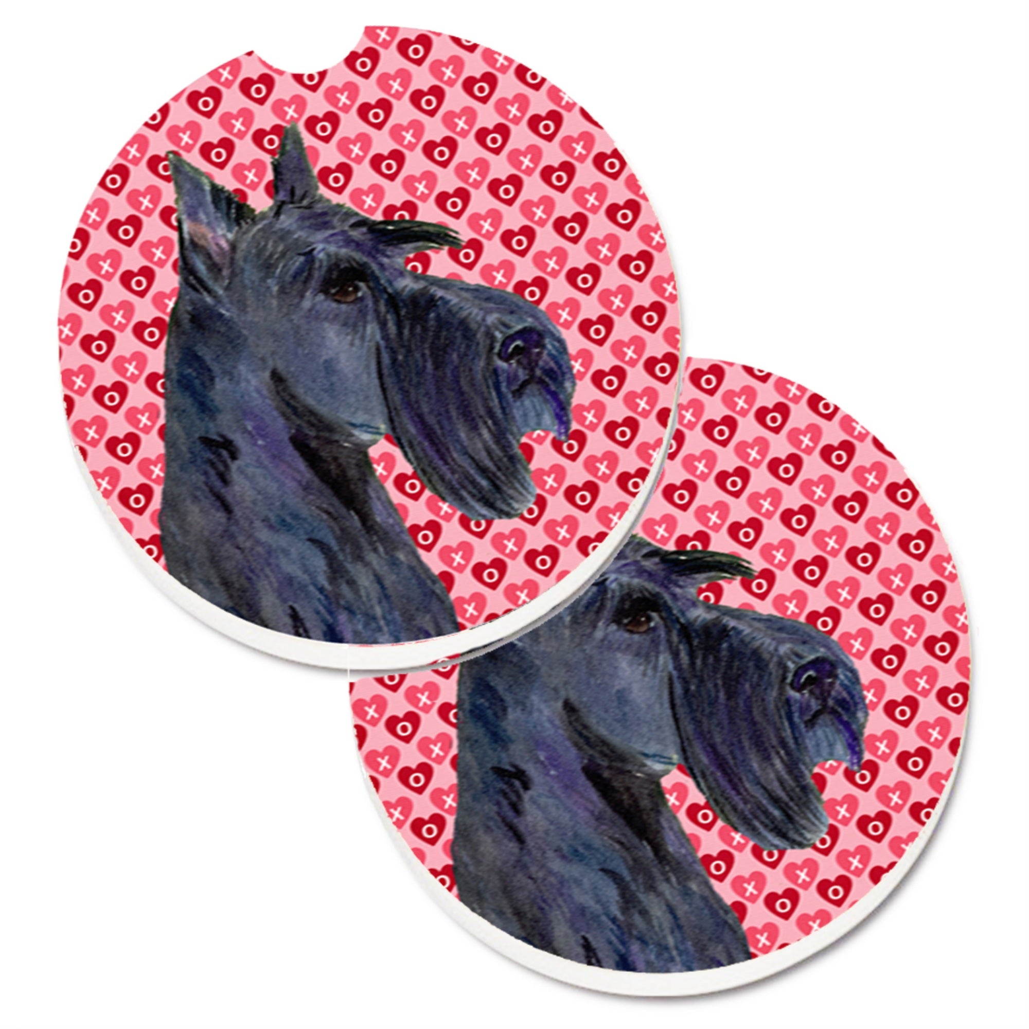 Carolines Treasures Scottish Terrier Hearts Love Valentines Day Portrait Set of 2 Cup Holder Car Coasters SS4529CARC2.56 Multi
