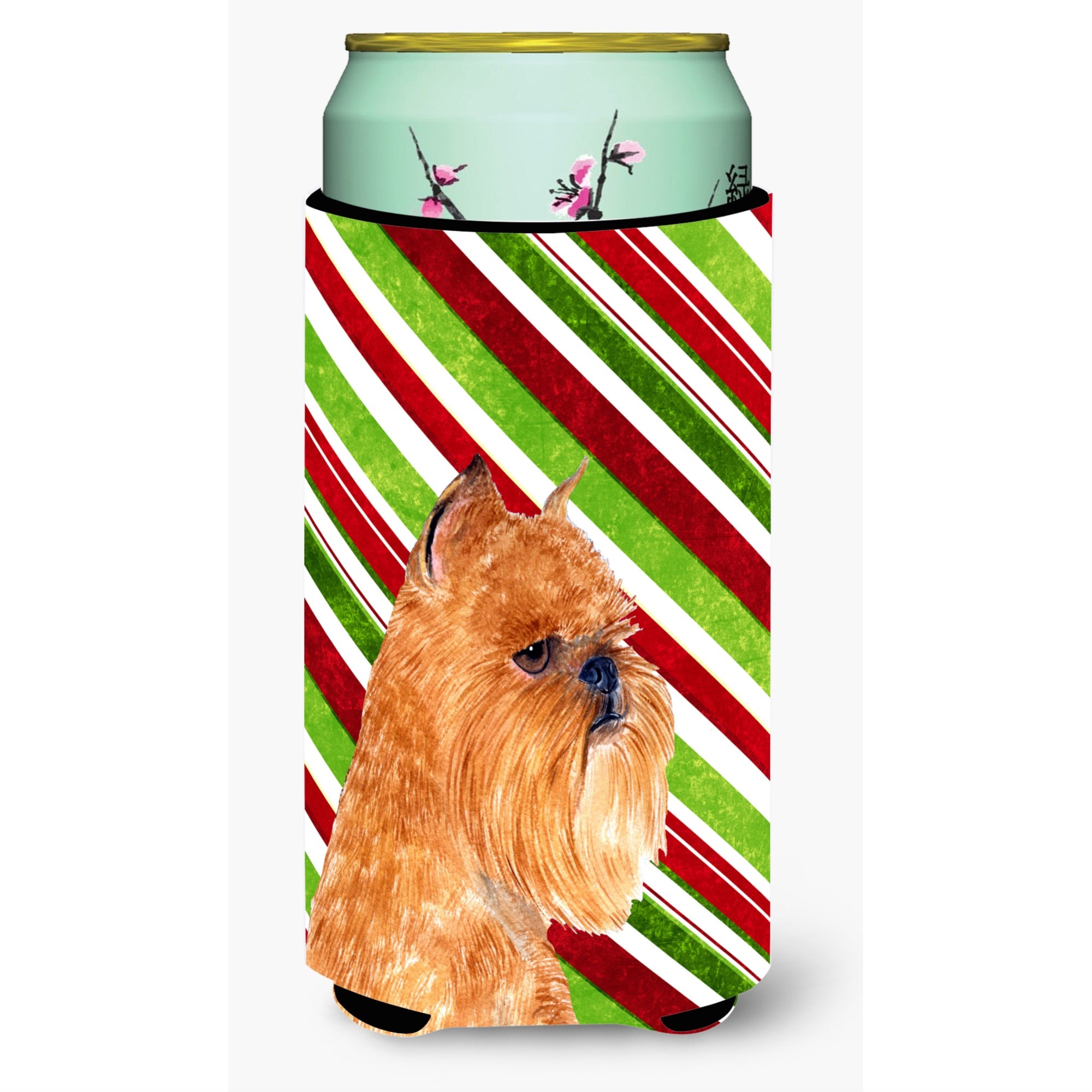 Brussels Griffon Candy Cane Holiday Christmas  Tall Boy Beverage Insulator Beverage Insulator Hugger